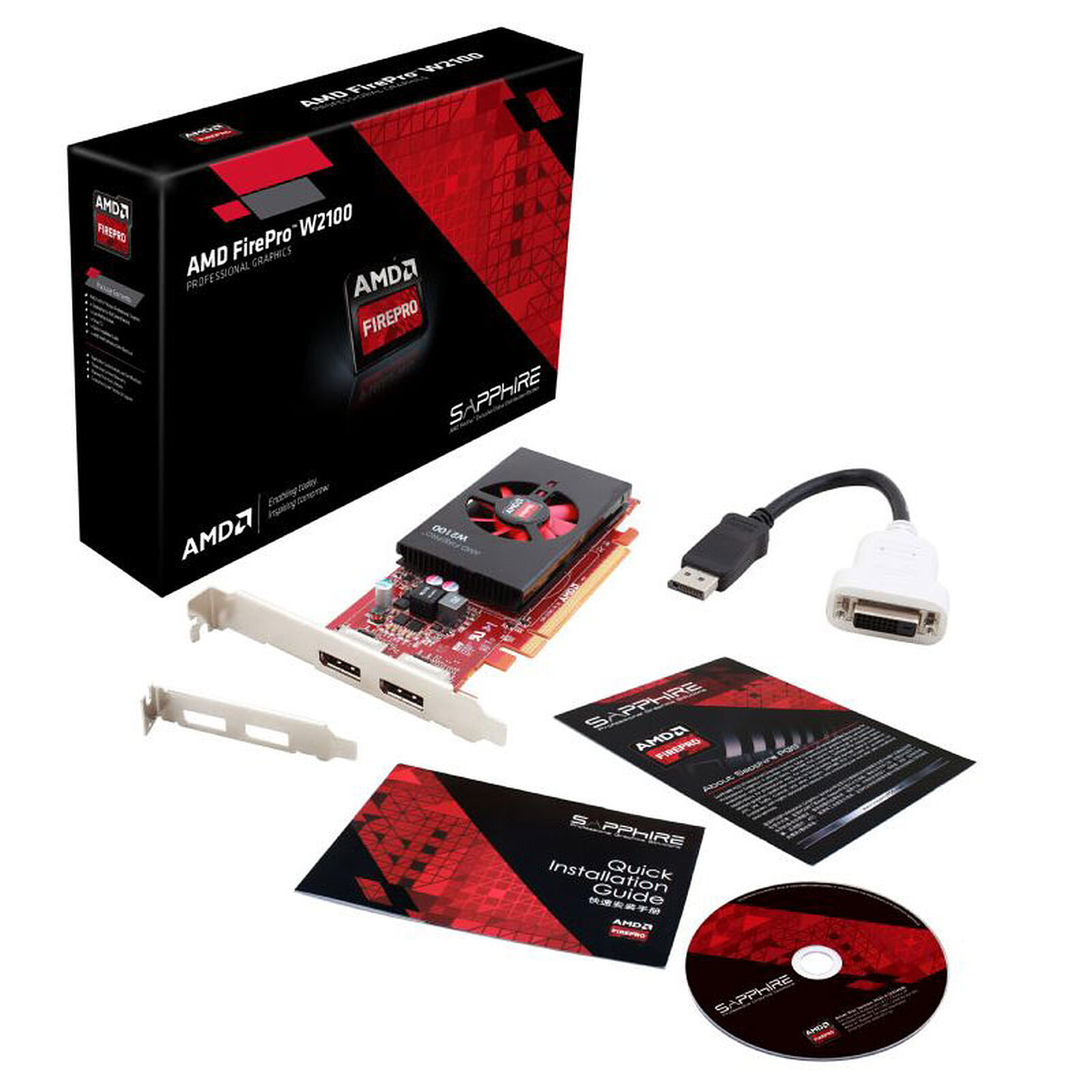 sapphire amd firepro w4100 2gb gddr5 quad mini dp