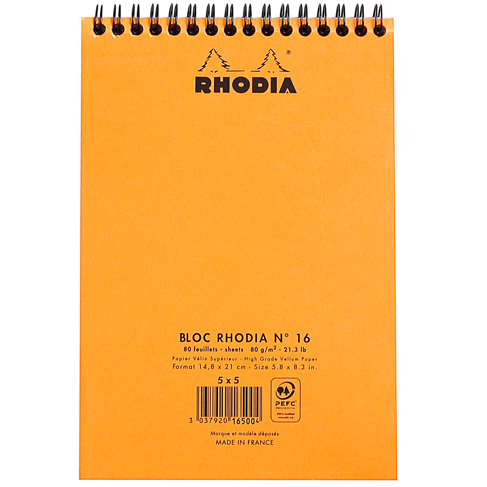 Rhodia Bloc Notepad Orange Spirale 14.8 x 21 cm quadrillé 5 x 5 160 pages - Bloc  note - LDLC