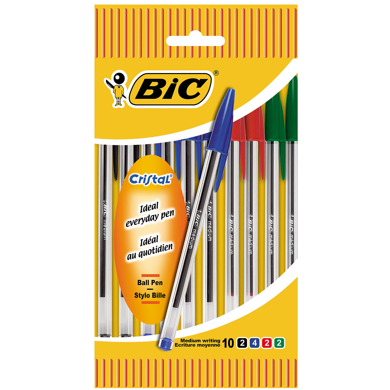 Bic Cristal Medium Ballpoint Pens Assorted (10 Pack) 830865