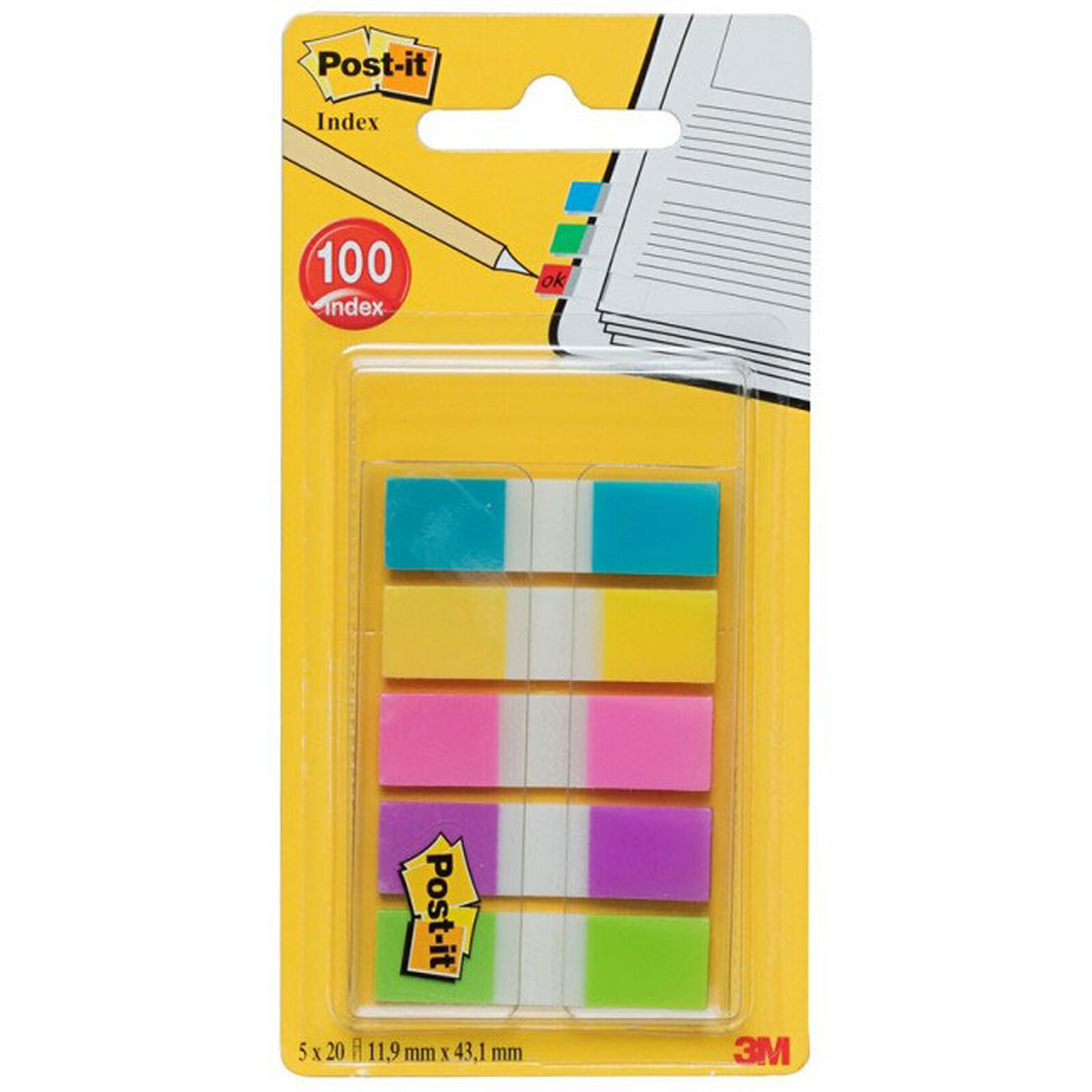 Post-it Index mini 100 marque-pages 12 x 44 mm assortis