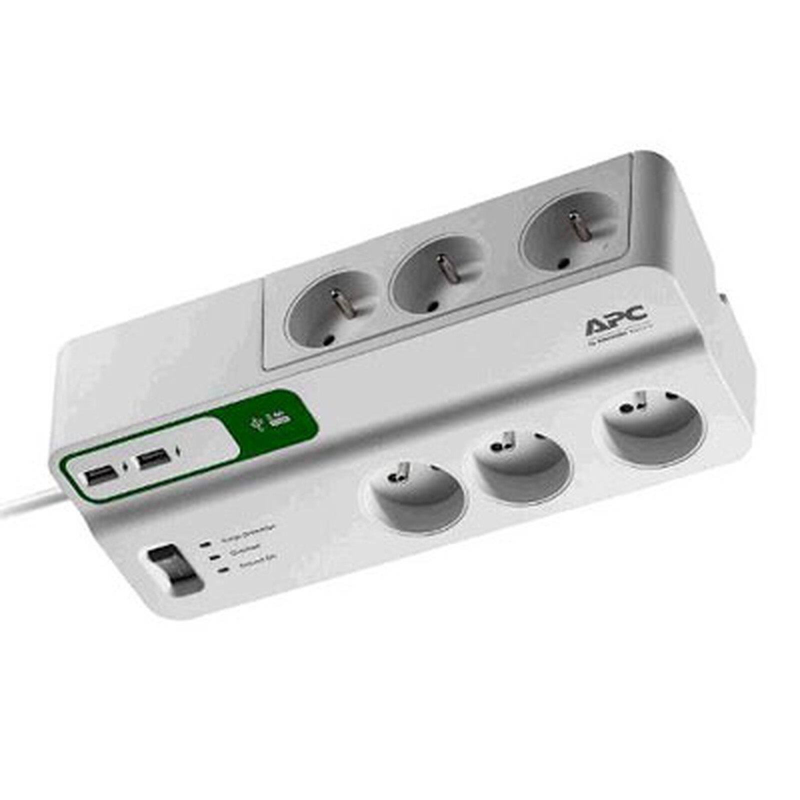 Bloc multiprise avec 5 prises 230 V et 2 ports de chargement USB