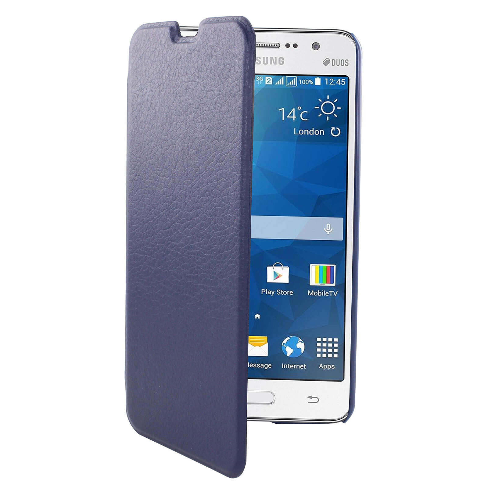 Swiss Charger Etui Folio Slim Bleu pour Samsung Galaxy