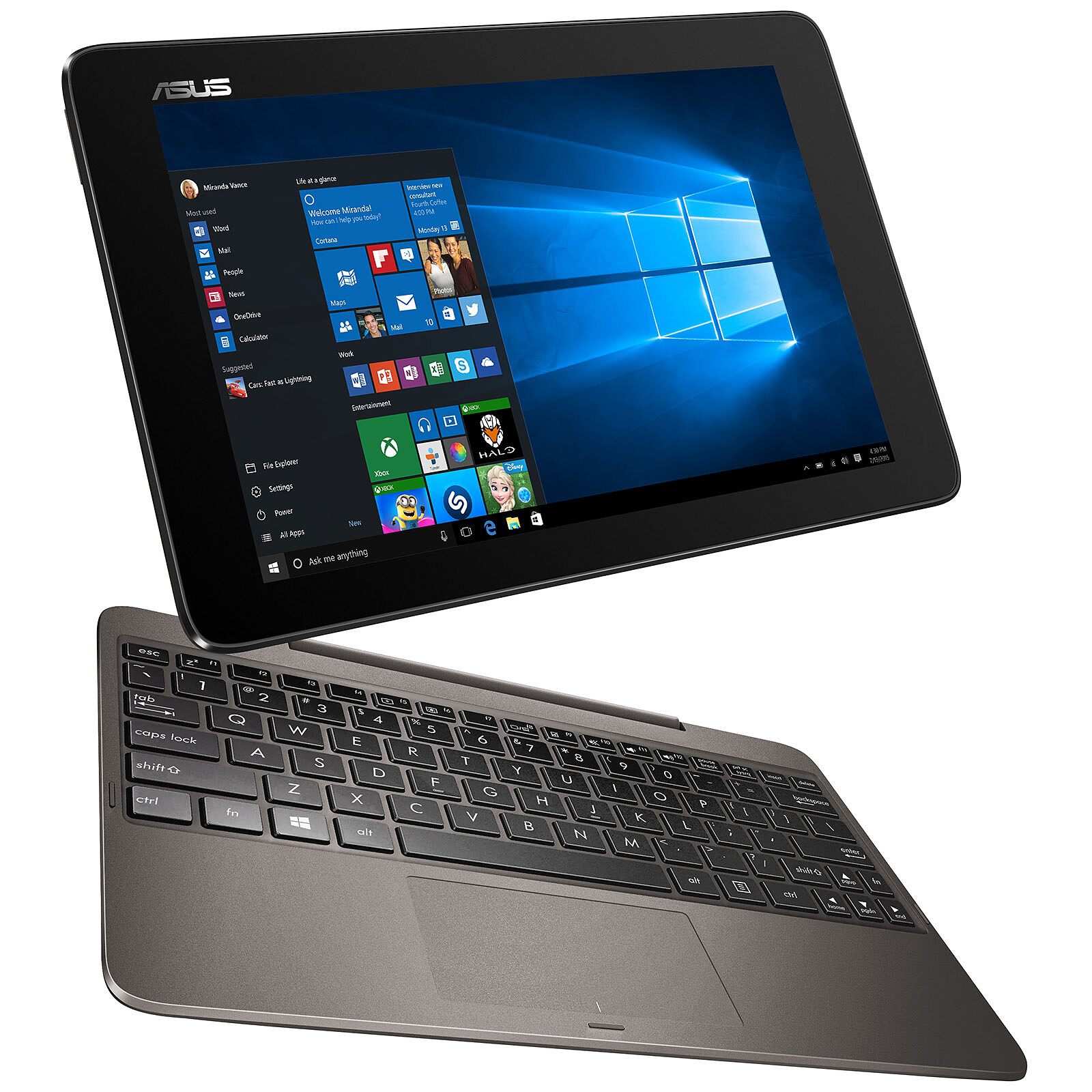 Tablette Asus notebook T100T Model PC détachable avec clavier intégrés.  64Go mémoire interne