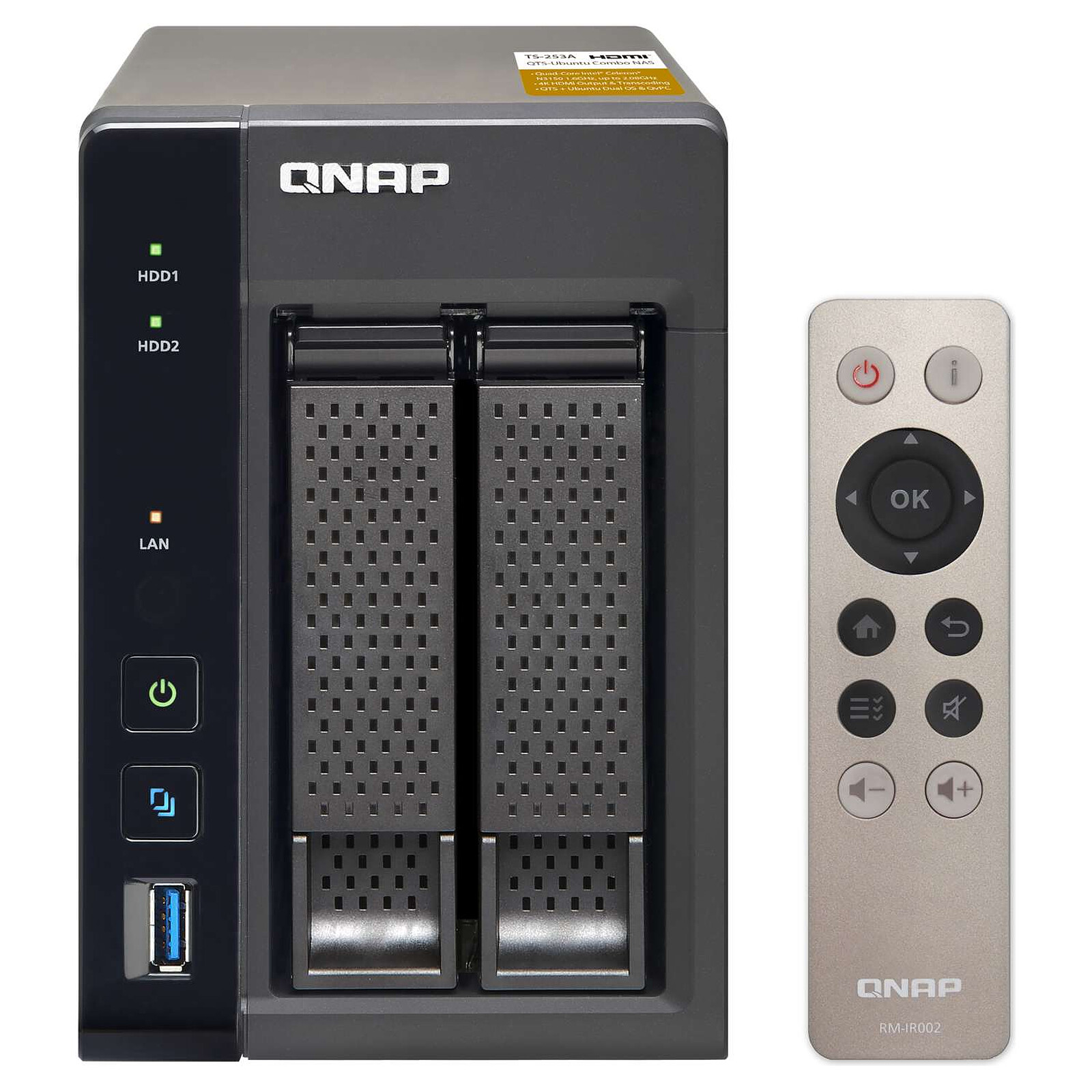QNAP TS-253A-8G 12TB 2 Baie NAS Solution Installé avec 2 x 6To Western Digital Red Pro Disques GDPR conforme 