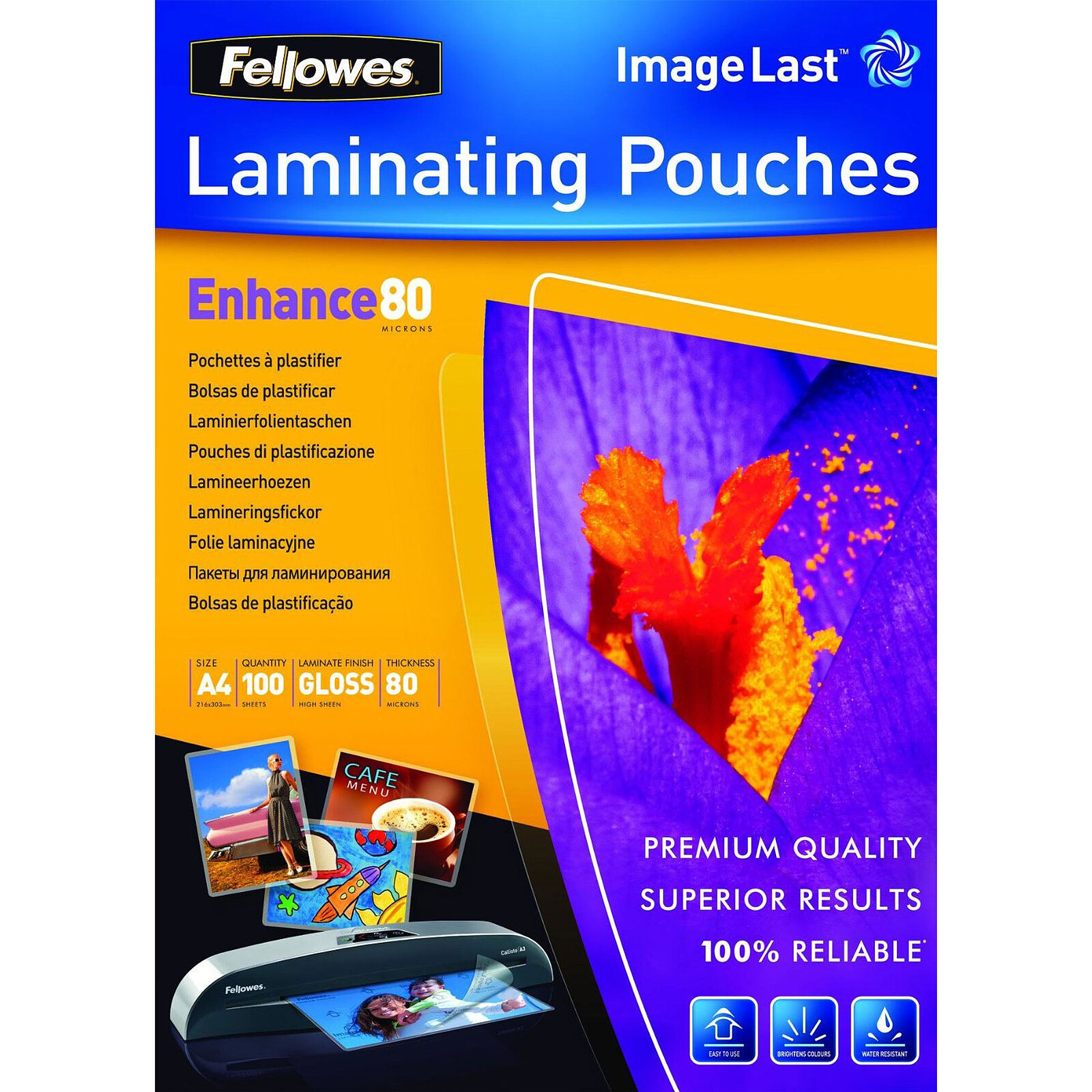 Fellowes 5306114 Pochettes de plastification 80 microns - Format