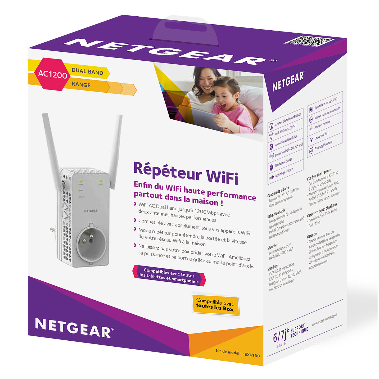 Répéteur WiFi Netgear EX3110 AC750 Dual Band Compact - EX3110-100FRS REPETEUR  WIFI AC750