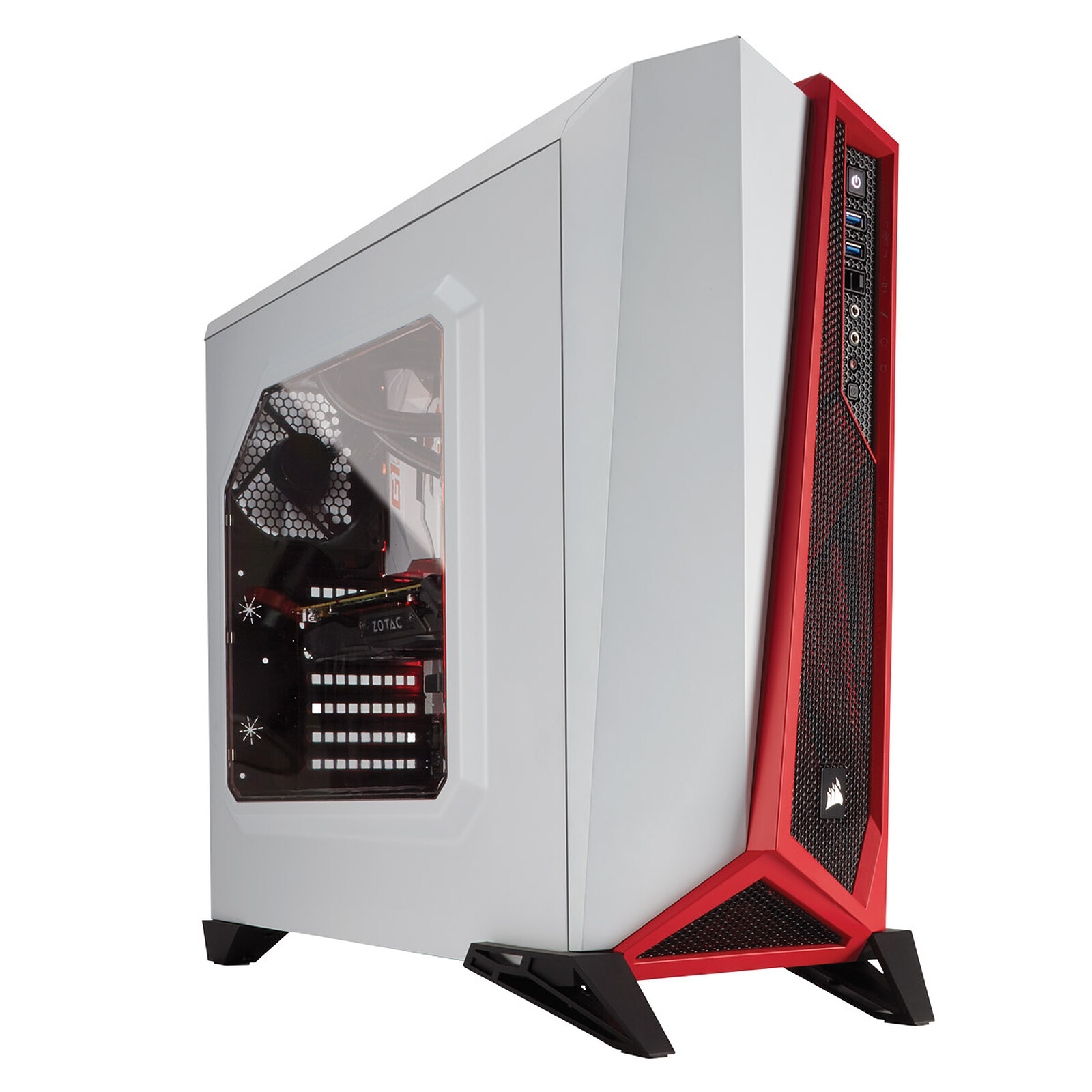 Fenêtré Moyenne Tour ATX Corsair Carbide SPEC-ALPHA Boîtier PC Gaming Blanc/Rouge 