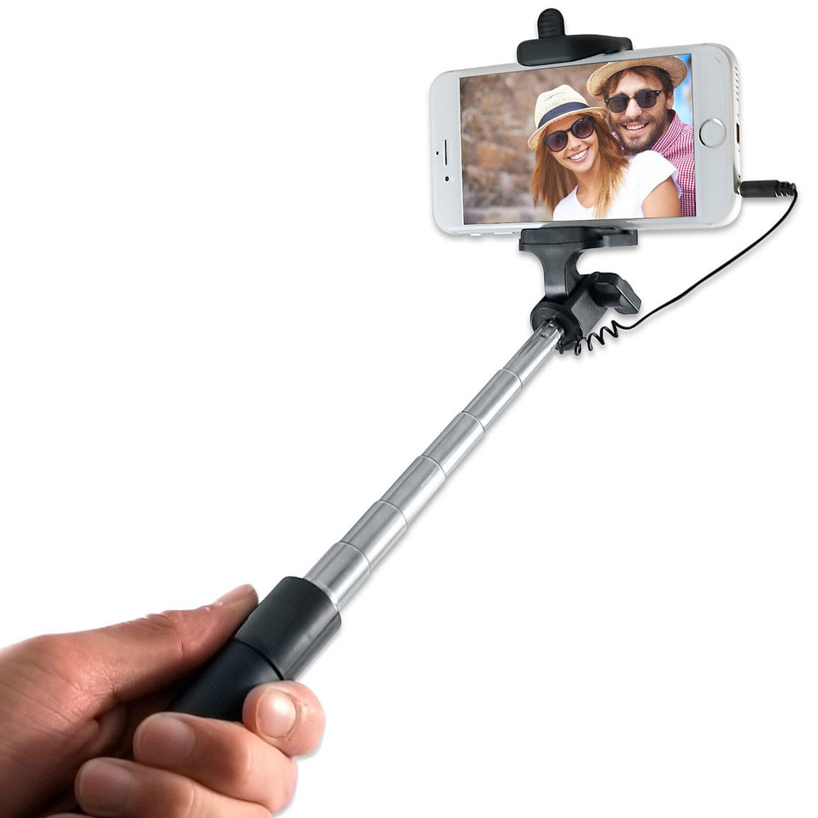 Perche selfie Bluetooth avec anneau lumineux Noir - AKASHI