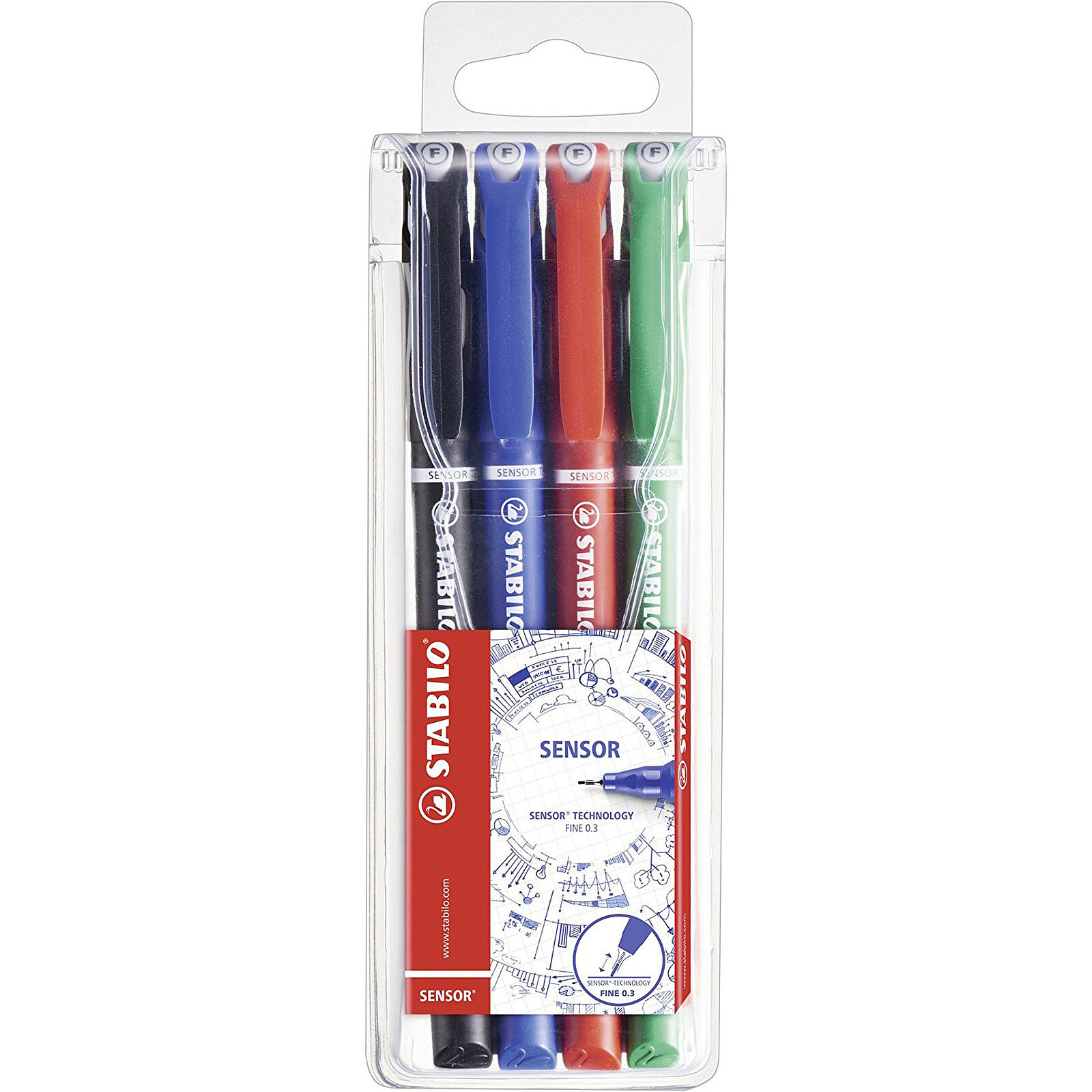 STABILO 8 stylos feutre pointe moyenne 0,7 mm SENSOR assortis
