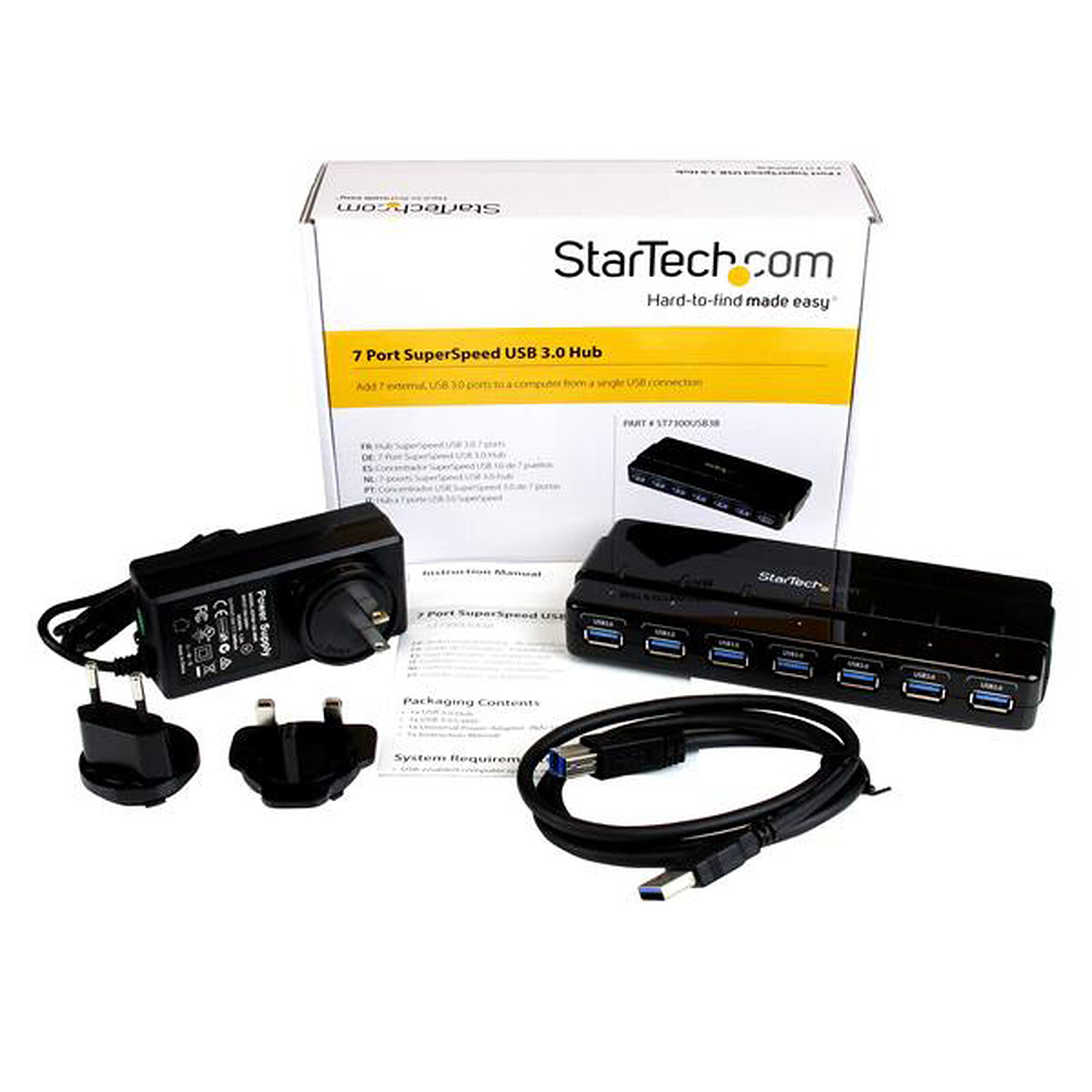 StarTech.com Mini Hub USB 3.0 à 4 ports avec port de charge et adaptateur d' alimentation inclus - Hub USB - Garantie 3 ans LDLC