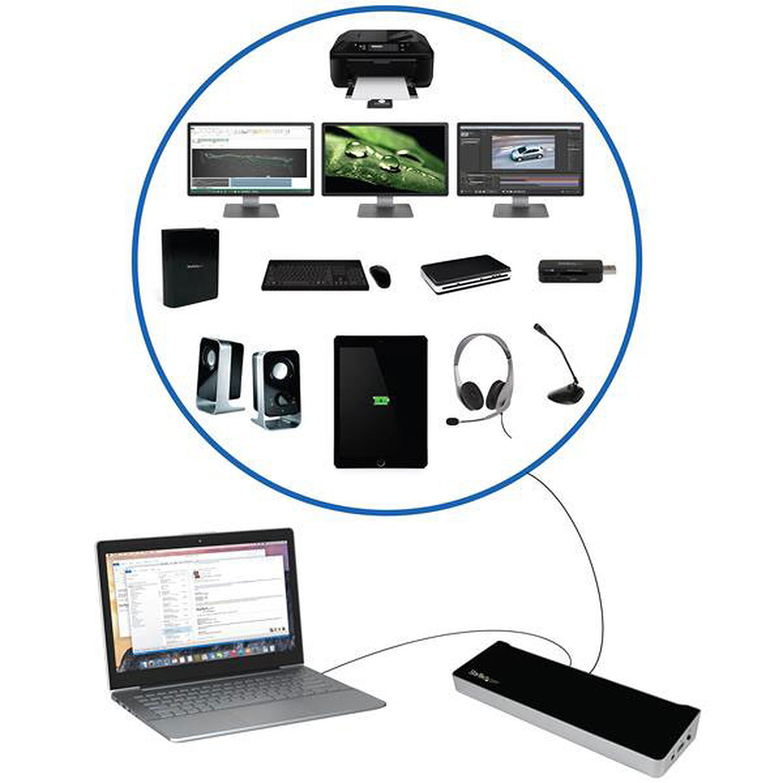 StarTech.com Station d'accueil / Adaptateur multiport USB-C/HDMI/VGA/GbE pour  ordinateur portable pas cher - HardWare.fr