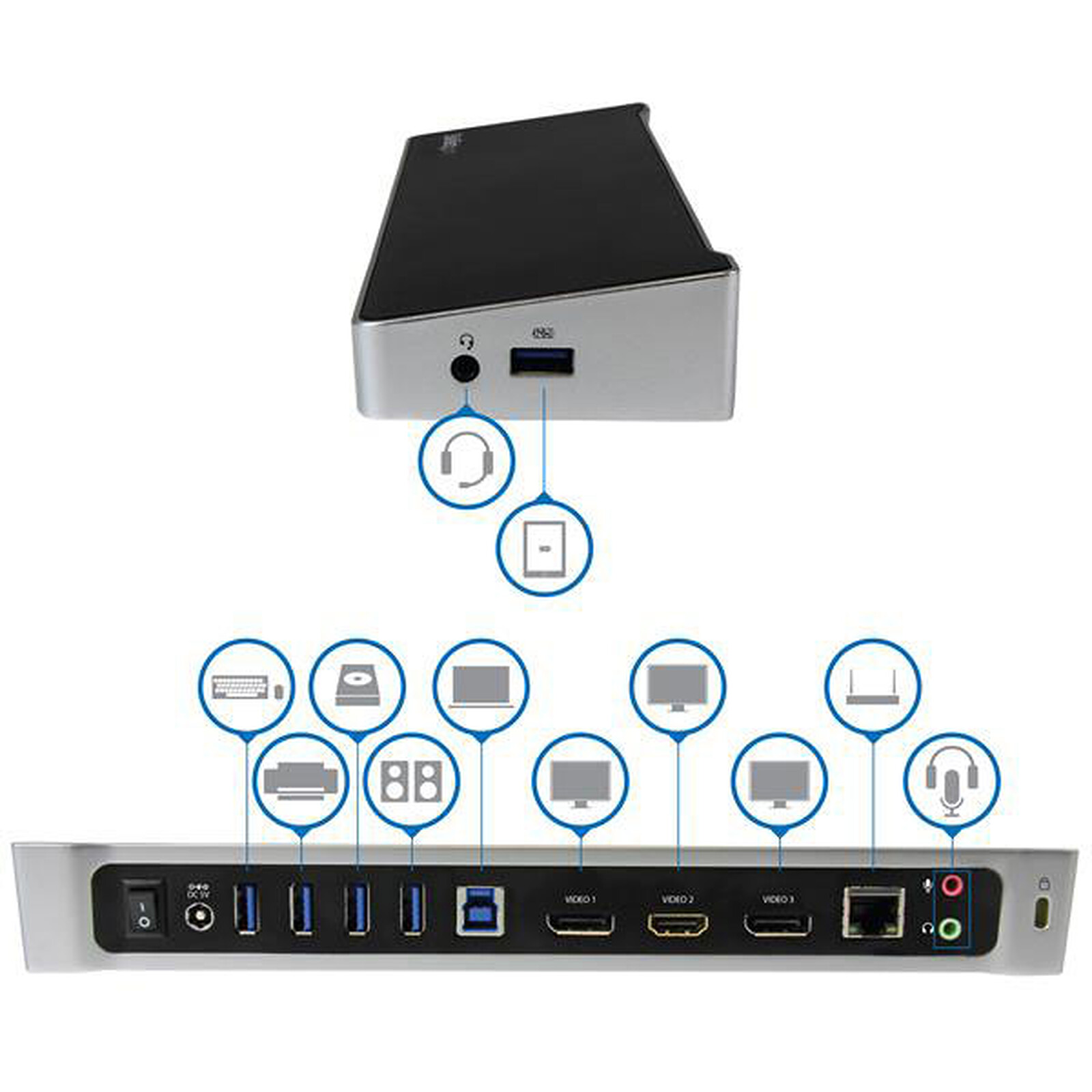 StarTech.com Station d'accueil USB Type-C à double affichage HDMI 4K pour PC  portable - Station d'accueil PC portable - Garantie 3 ans LDLC