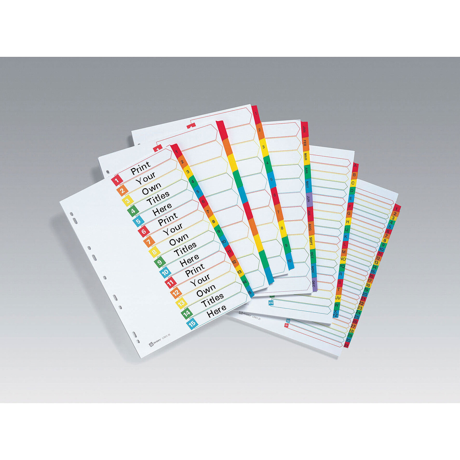 12 intercalaires personnalisables Ready Index Avery format A4 touches  numériques carte 190 g - Intercalaires