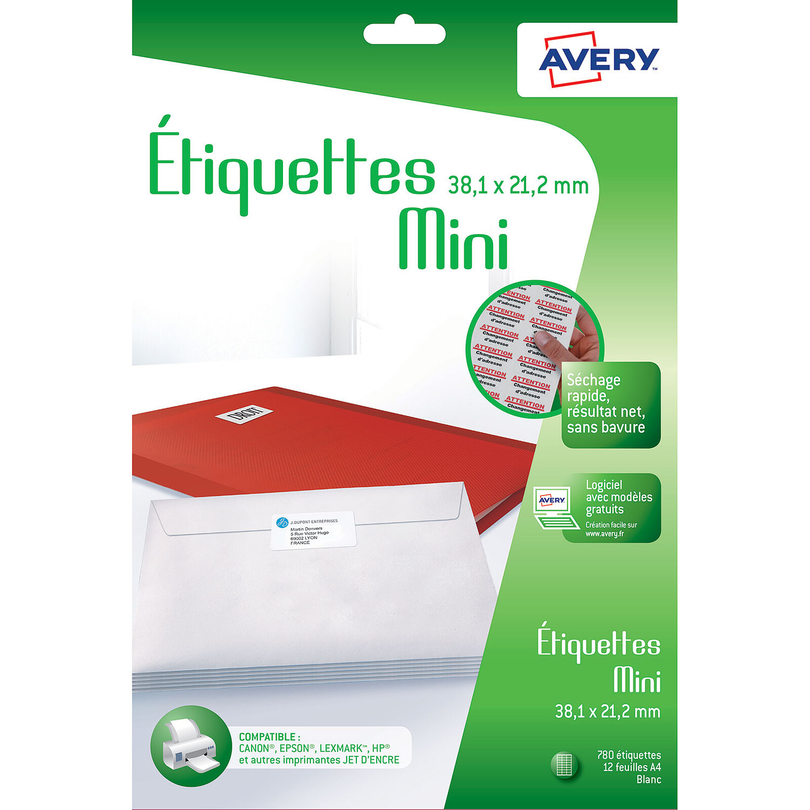 Achat / Vente Avery 12 Etiquettes Autocollantes blanc mat, 12 Feuilles