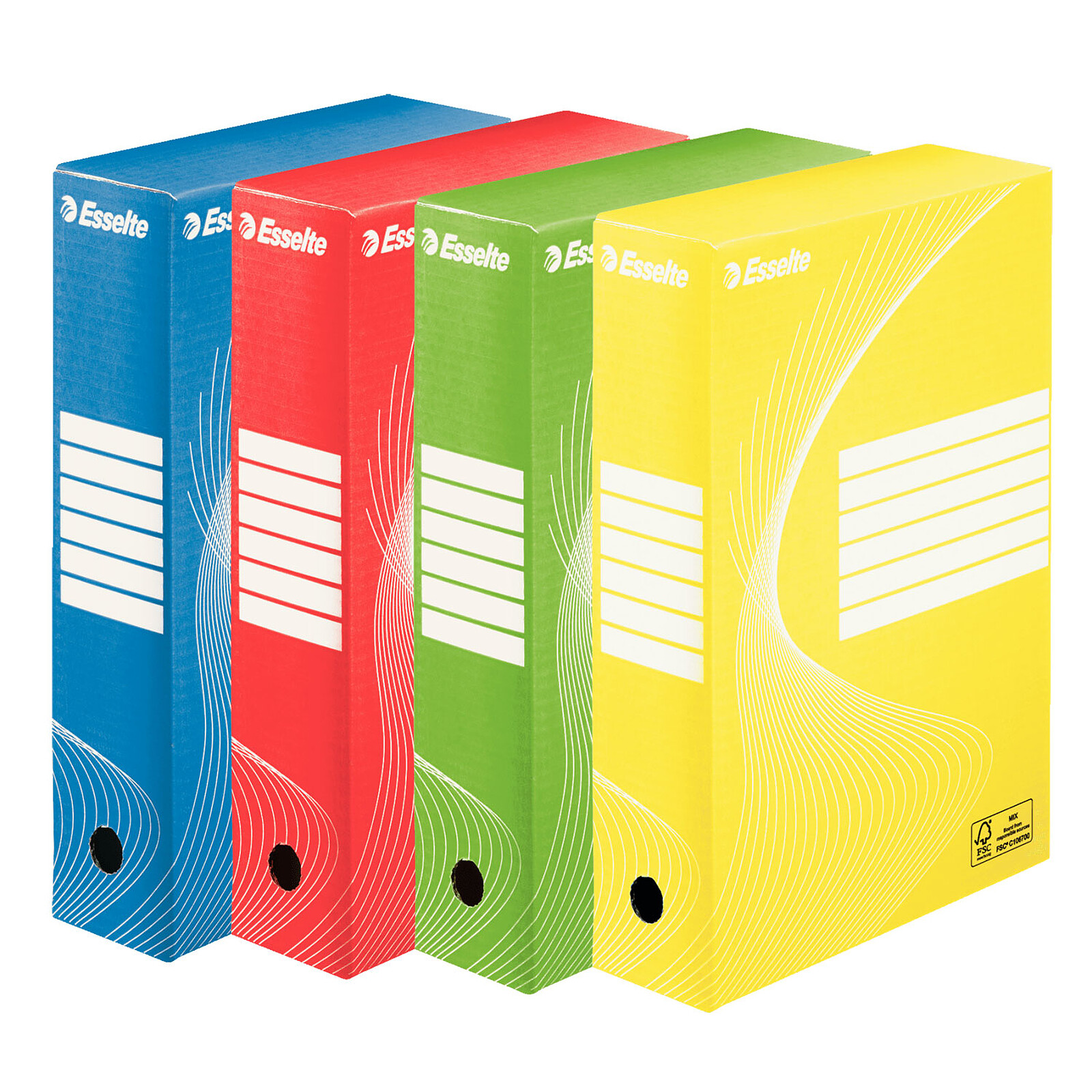 Lot De 5 Boîtes à Pan Coupé Esselte – Porte-revues PVC Dos 7 Cm, Livrées à Plat, Format A4 Max, Gris