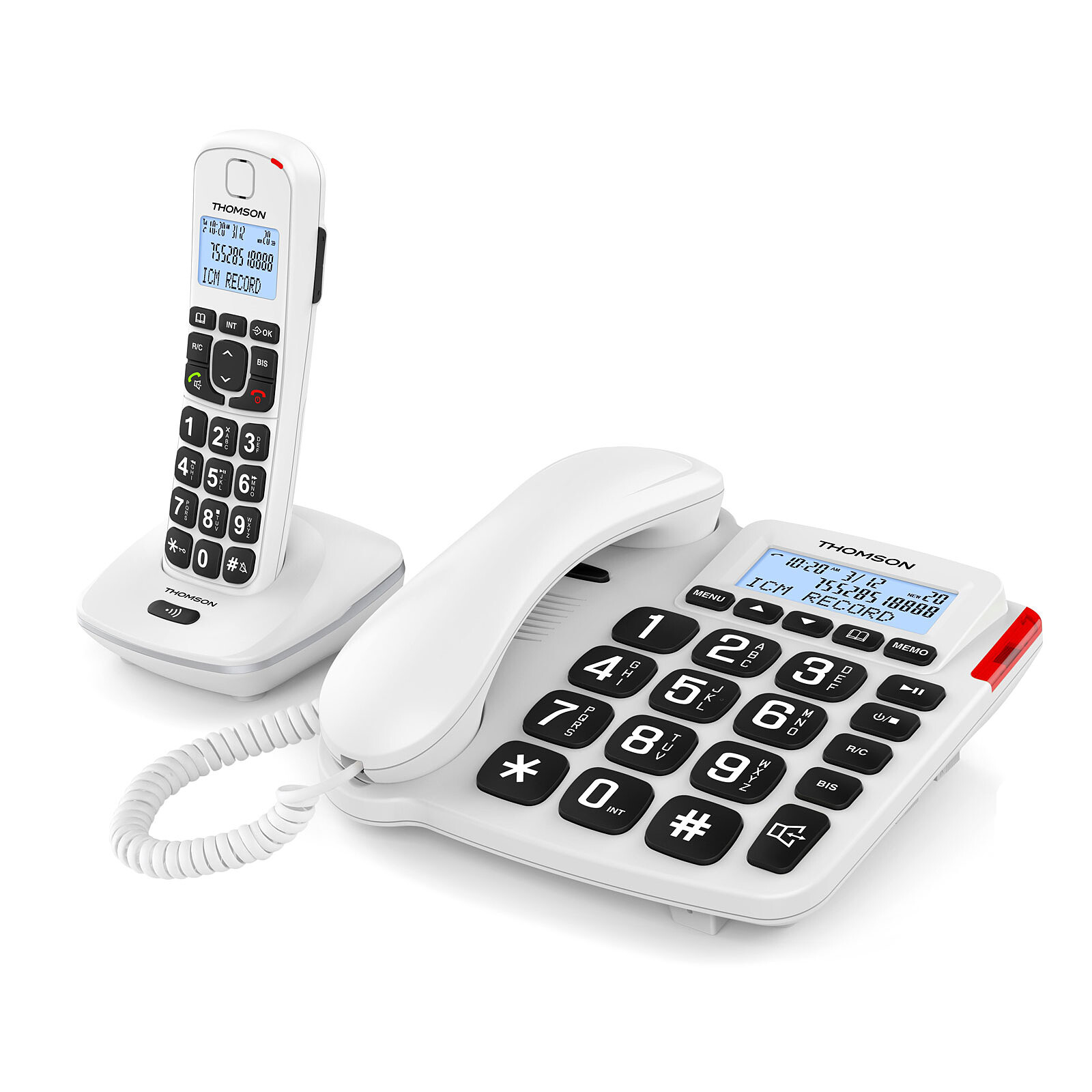 Téléphone fixe filaire Swissoice Xtra 3155 Blanc + 2 Combinés