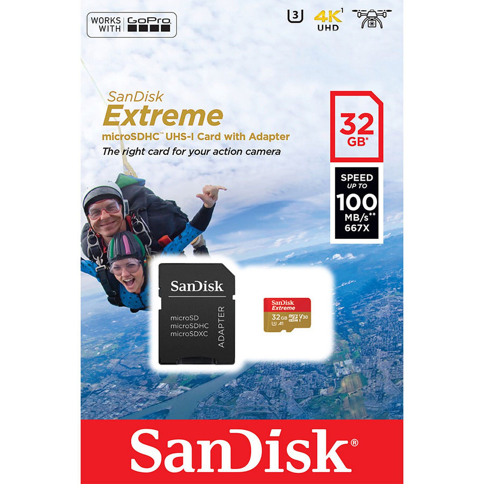 SanDisk Extreme Action Camera microSDHC UHS-I U3 V30 A1 32GB SD
