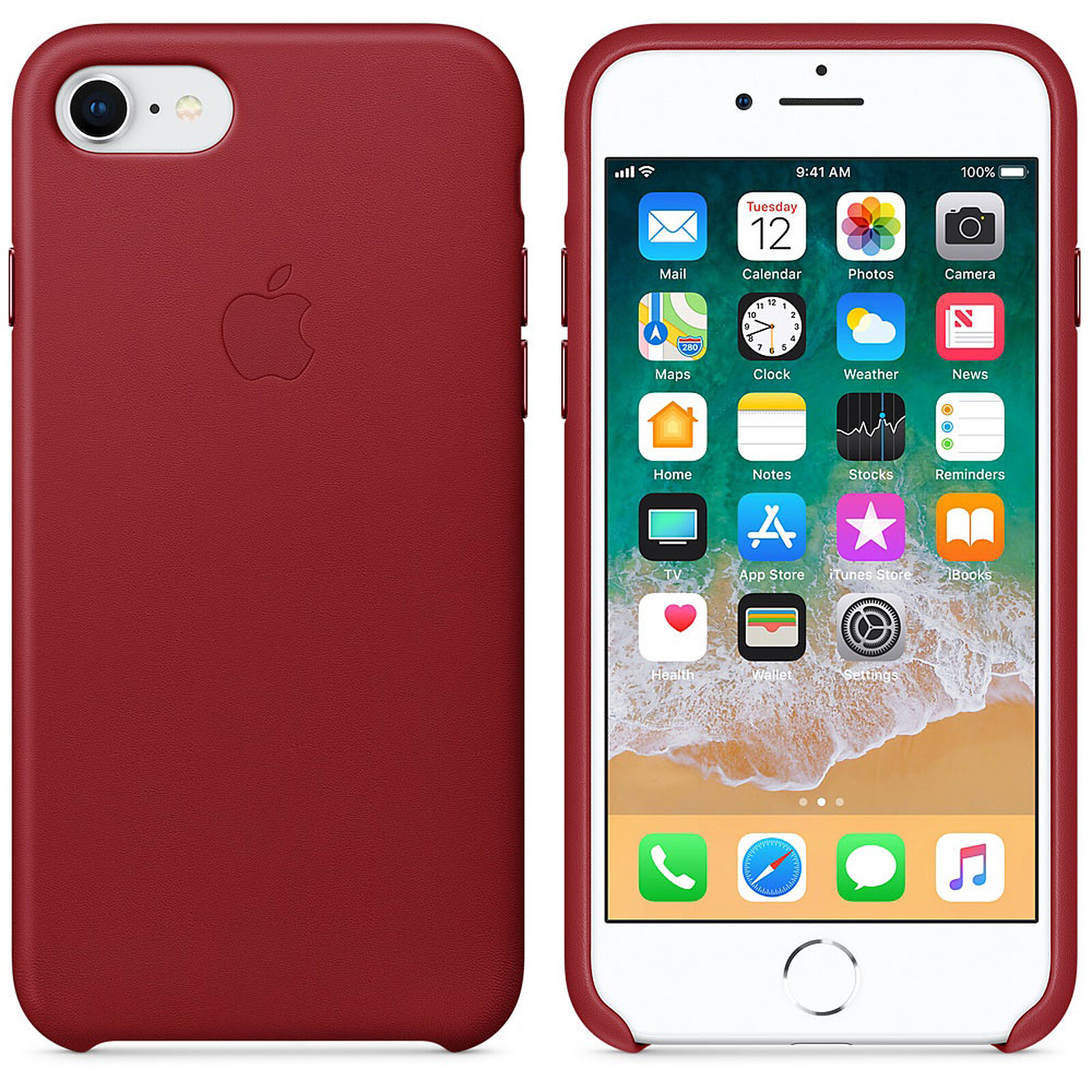 Funda iPhone SE/ iPhone 8/ iPhone 7/ iPhone 6 de piel Rojo de