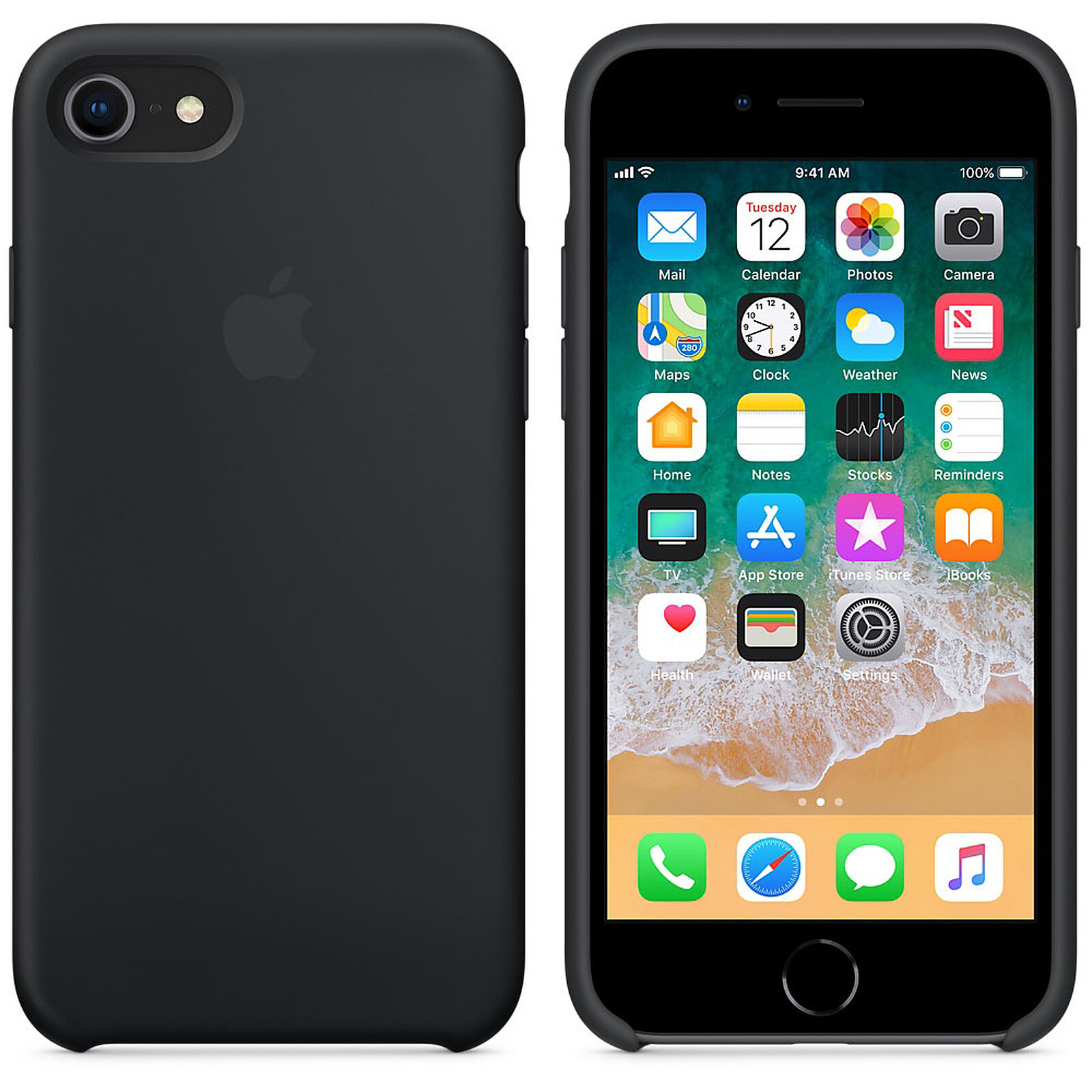 Apple Funda de silicona negra Apple iPhone 8 / 7 - Funda de