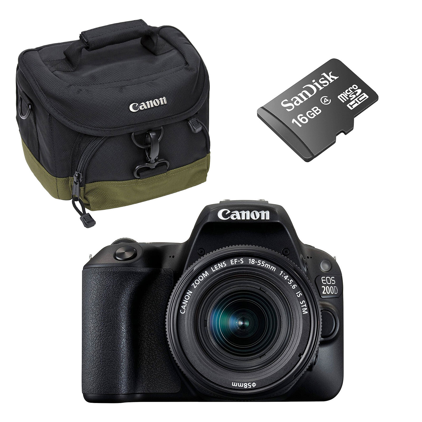 Canon EOS 200D + 18-55 IS STM + 100EG + SanDisk Carte mémoire microSDHC 16  Go - Appareil photo Reflex - Garantie 3 ans LDLC