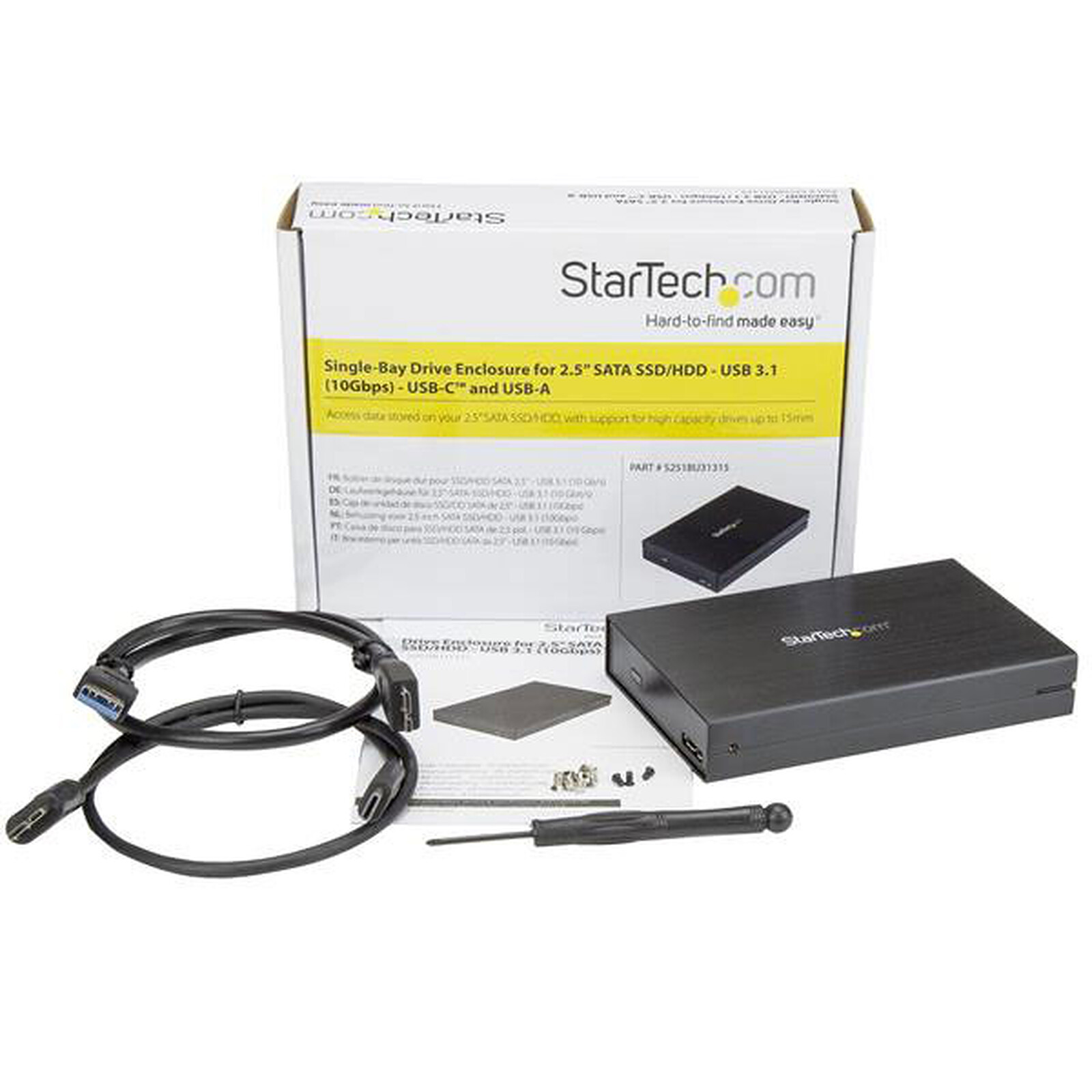 S251BPU31C3 External Hard Drive Enclosure for 2.5in SATA SSD/HDD Type-C Enclosure 10Gbps StarTech.com USB 3.1 Tool-Free Enclosure 