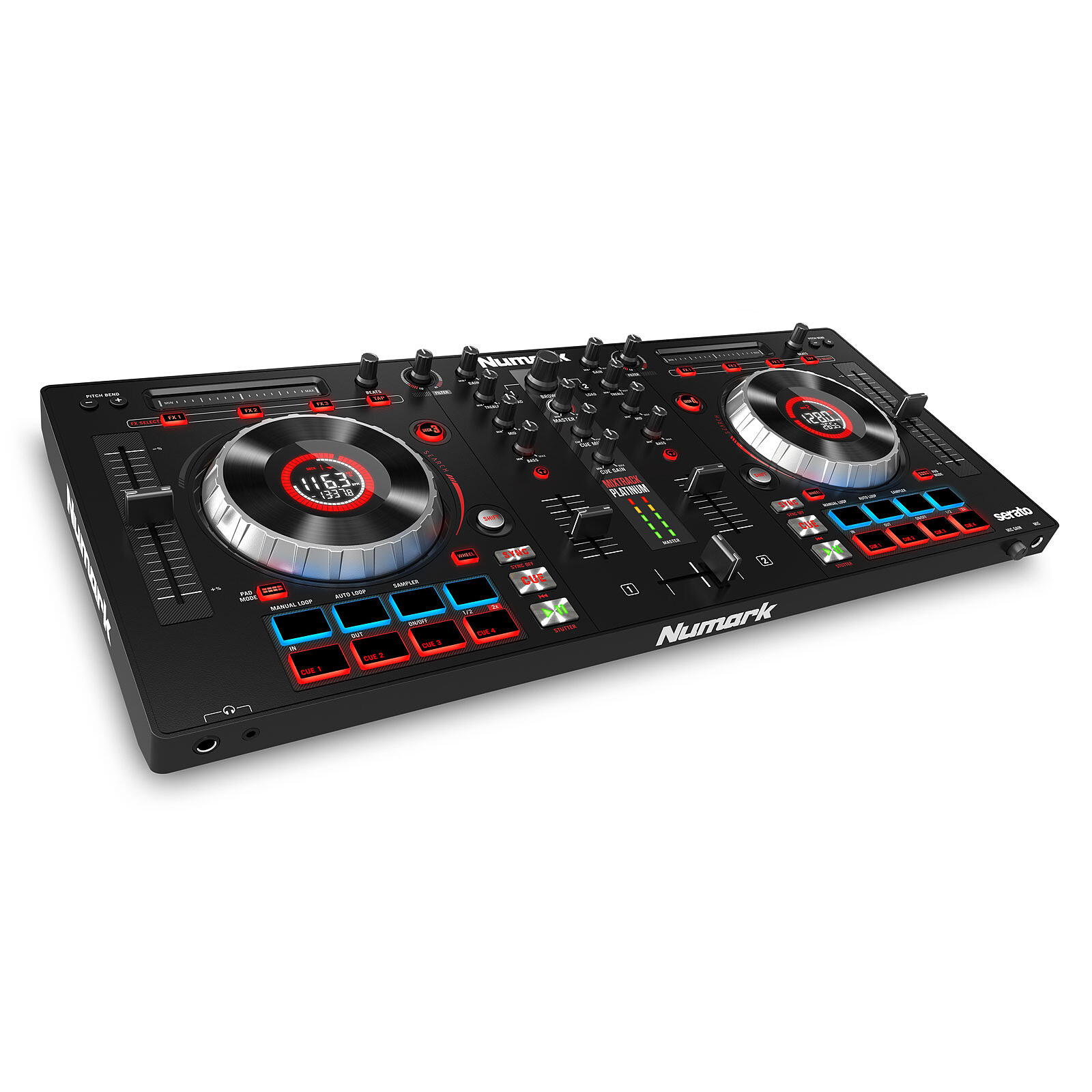 CONTROLEUR DJ 2 VOIES NOIR CARTE SON + 16 PADS