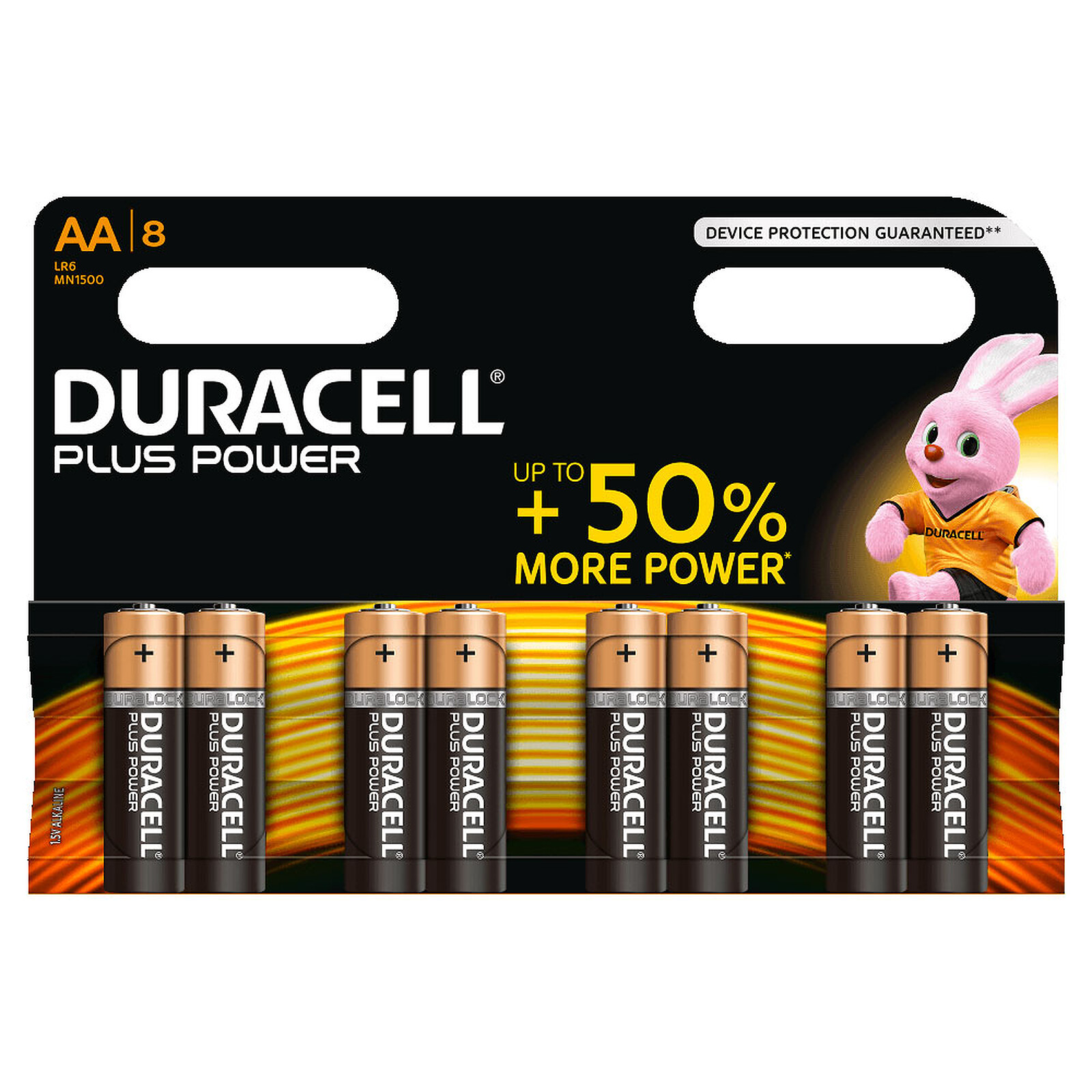 8 Pack Duracell Plus Power AA Batteries 1.5V Alkaline MN1500 LR6 