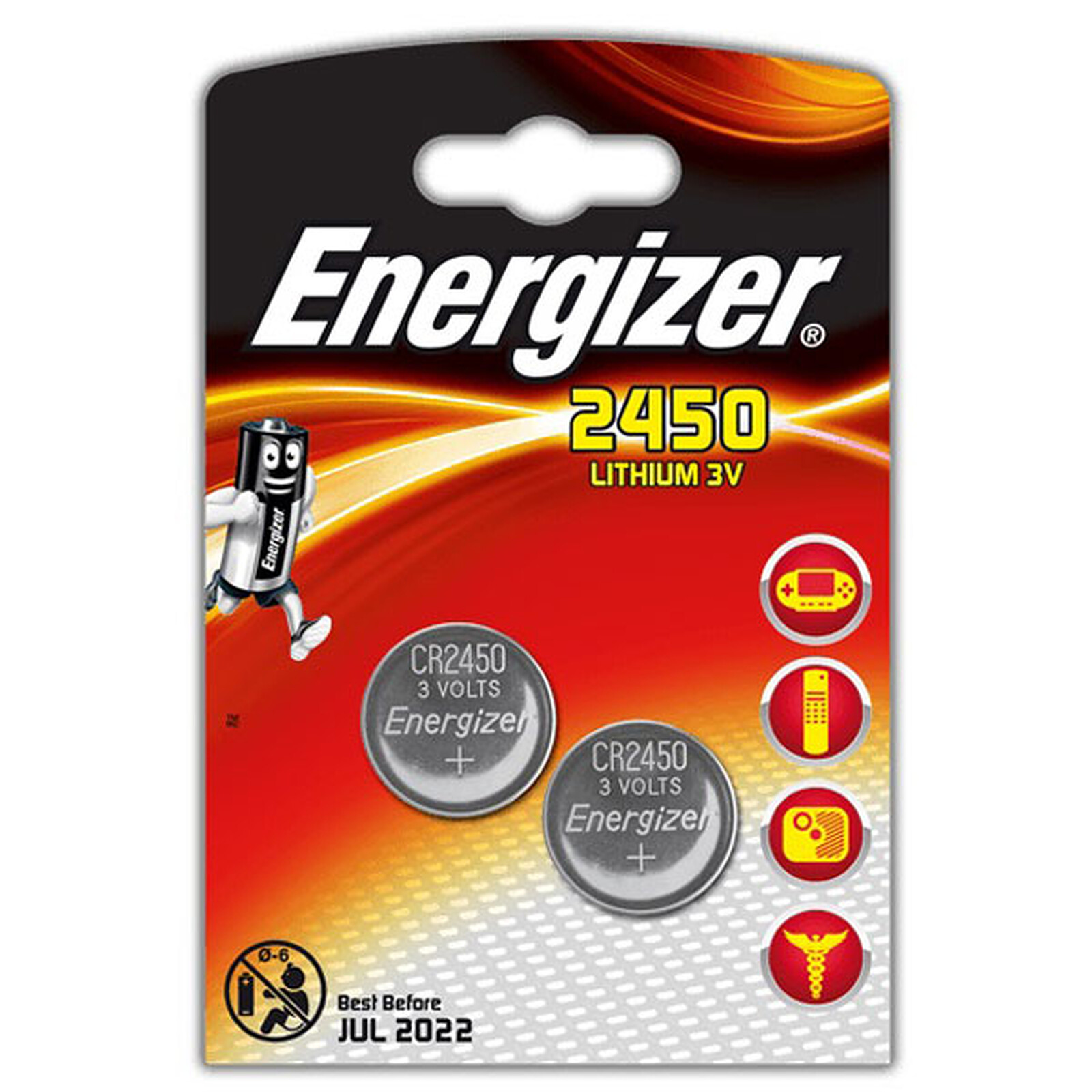Energizer CR2450 Lithium 3V par 2 Pile Chargeur LDLC