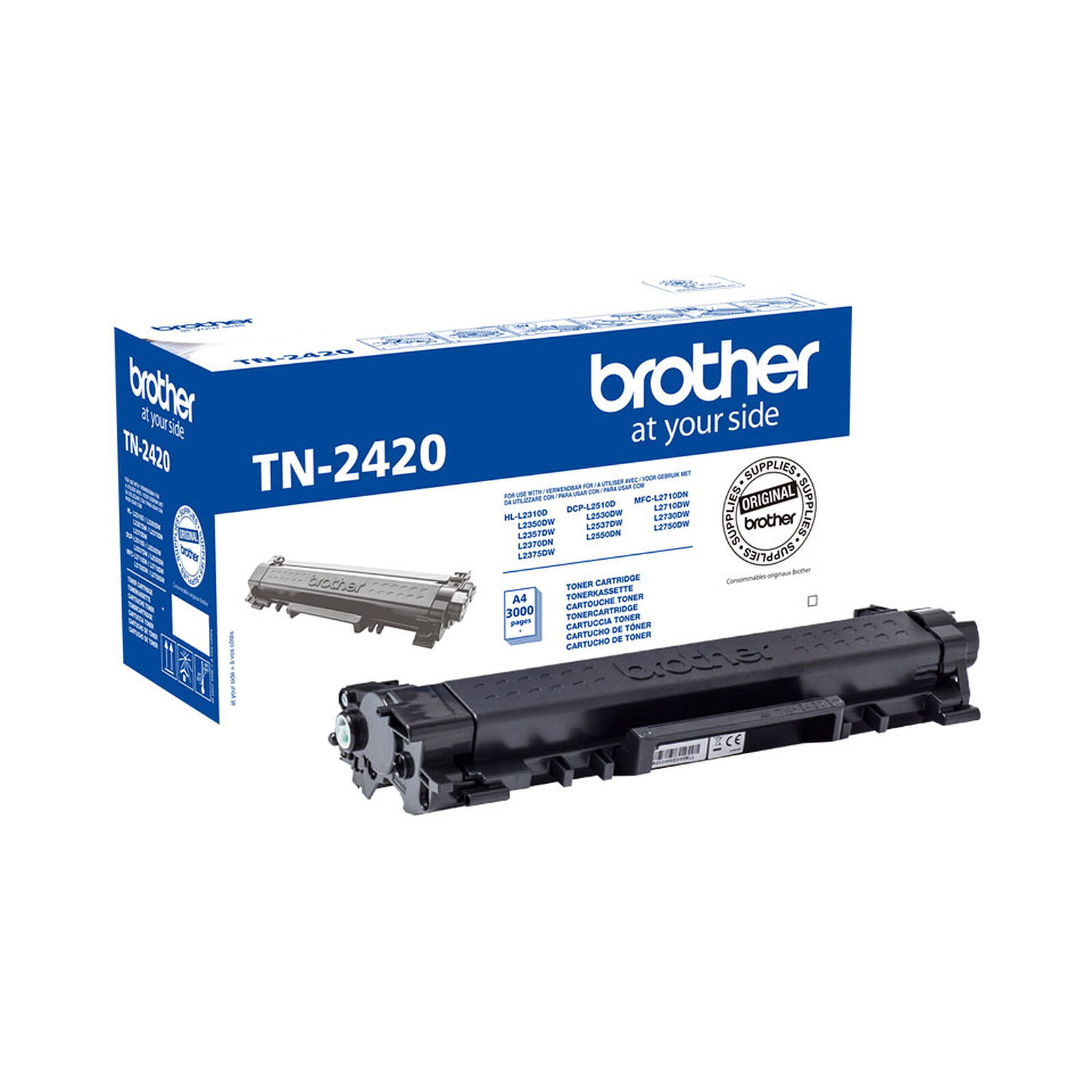 Cartouche de toner BK authentique Brother TN-2420 TN2420 pour imprimantes  Brothe