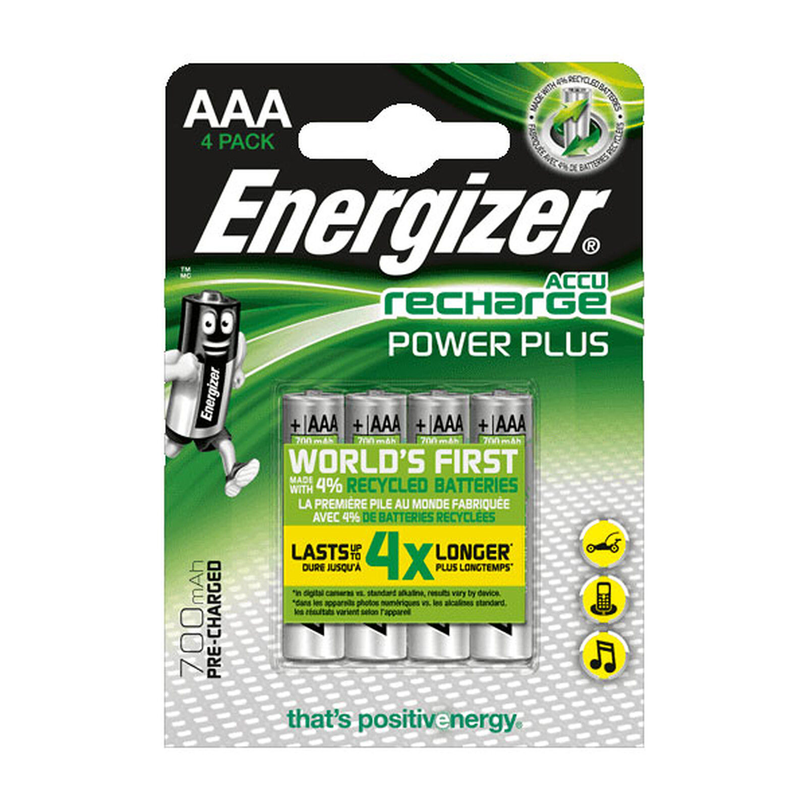ENERGIZER PILES RECHARGEABLES POWERPLUS AAA/LR03 PACK DE 4