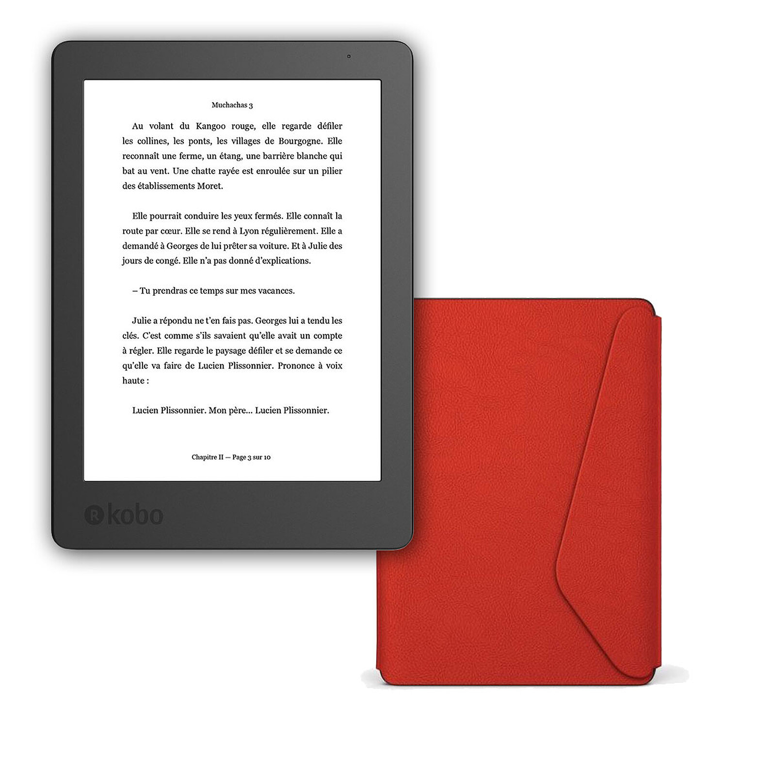 Kobo Aura Edition 2 + Kobo SleepCover Rouge Aura Edition 2 - Liseuse eBook  - Garantie 3 ans LDLC