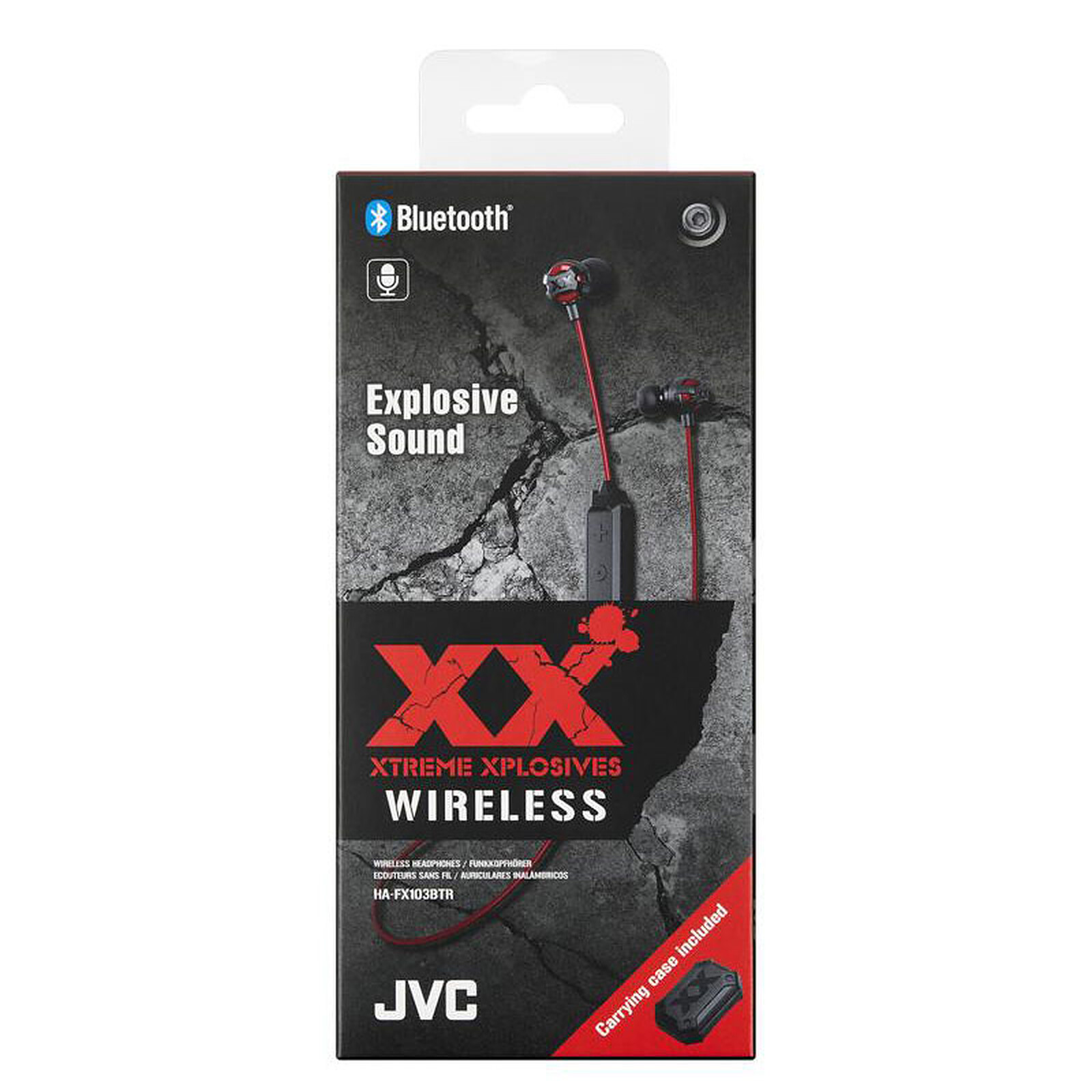 JVC HA-FX103BT Auriculares inalámbricos Bluetooth, rojo con control remoto