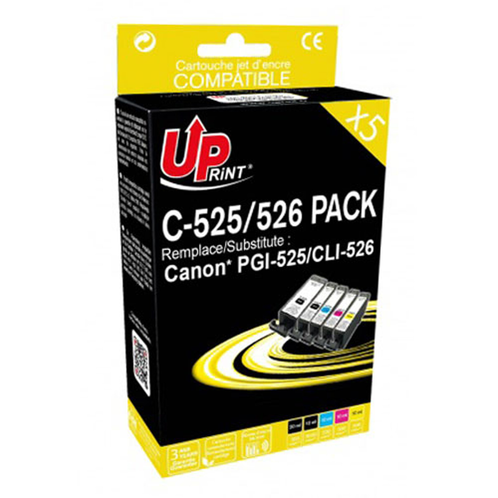 Pack de 4 Cartouches Compatibles Canon PGI-525BK / CLI-526BK / CLI-526C /  CLI-526M / CLI-526Y