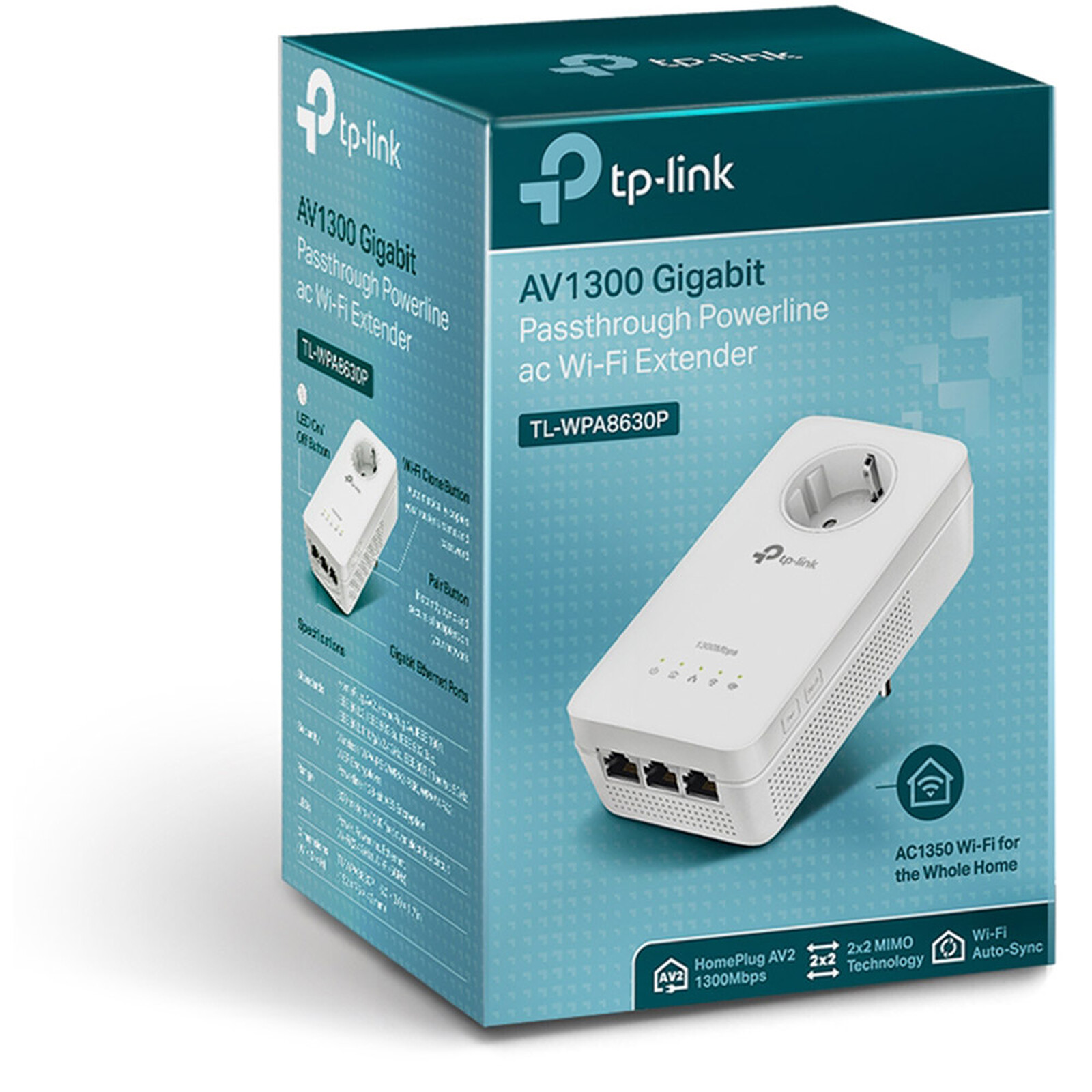 TP-LINK TL-WPA8630P - Prix Cameroun en fcfa - Adaptateur CPL Wifi AV1300 -  Avec prise gigogne - ports Eternet Gigabit