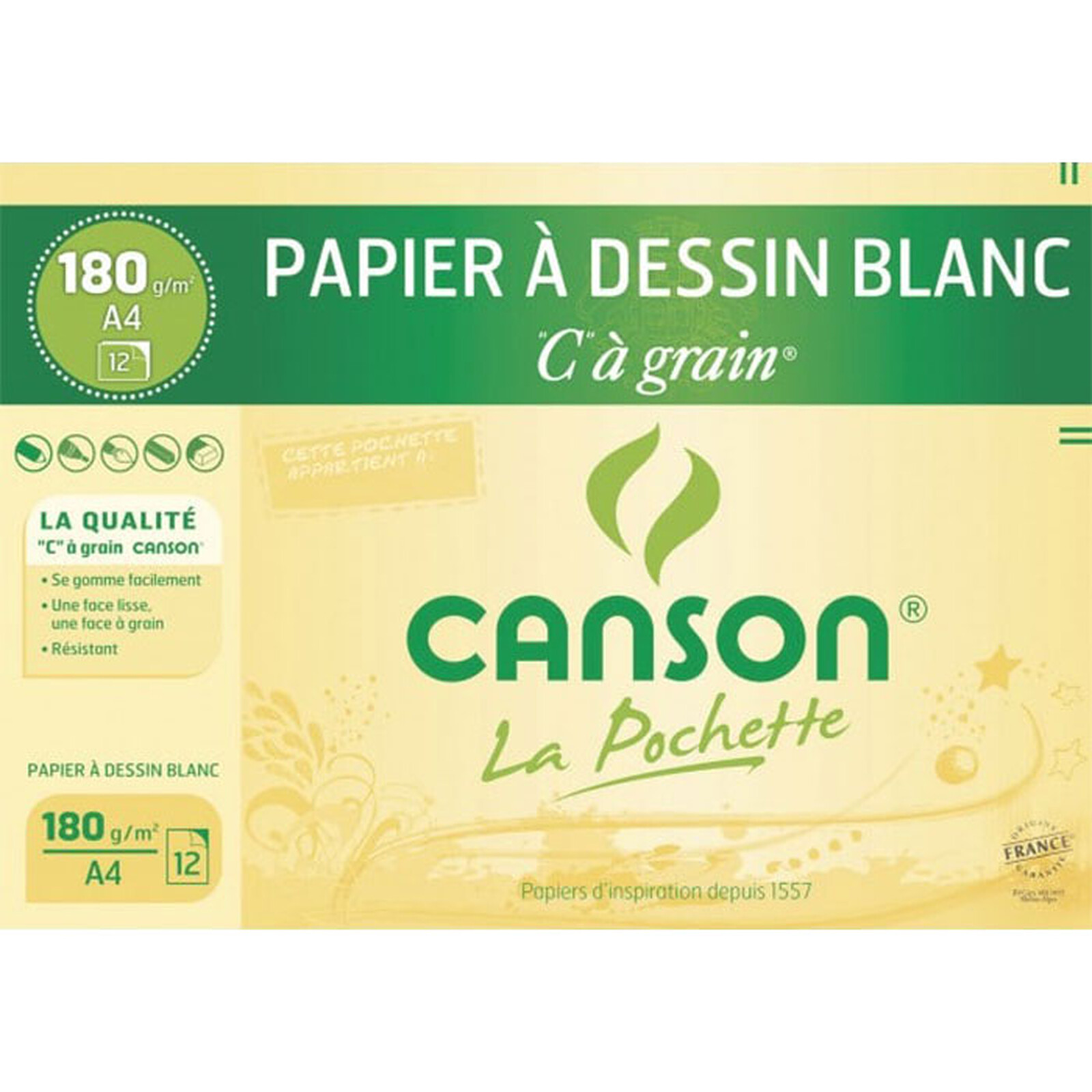 Canson Pochette Papier dessin Blanc C à grain (A4) - Papier spécifique -  LDLC