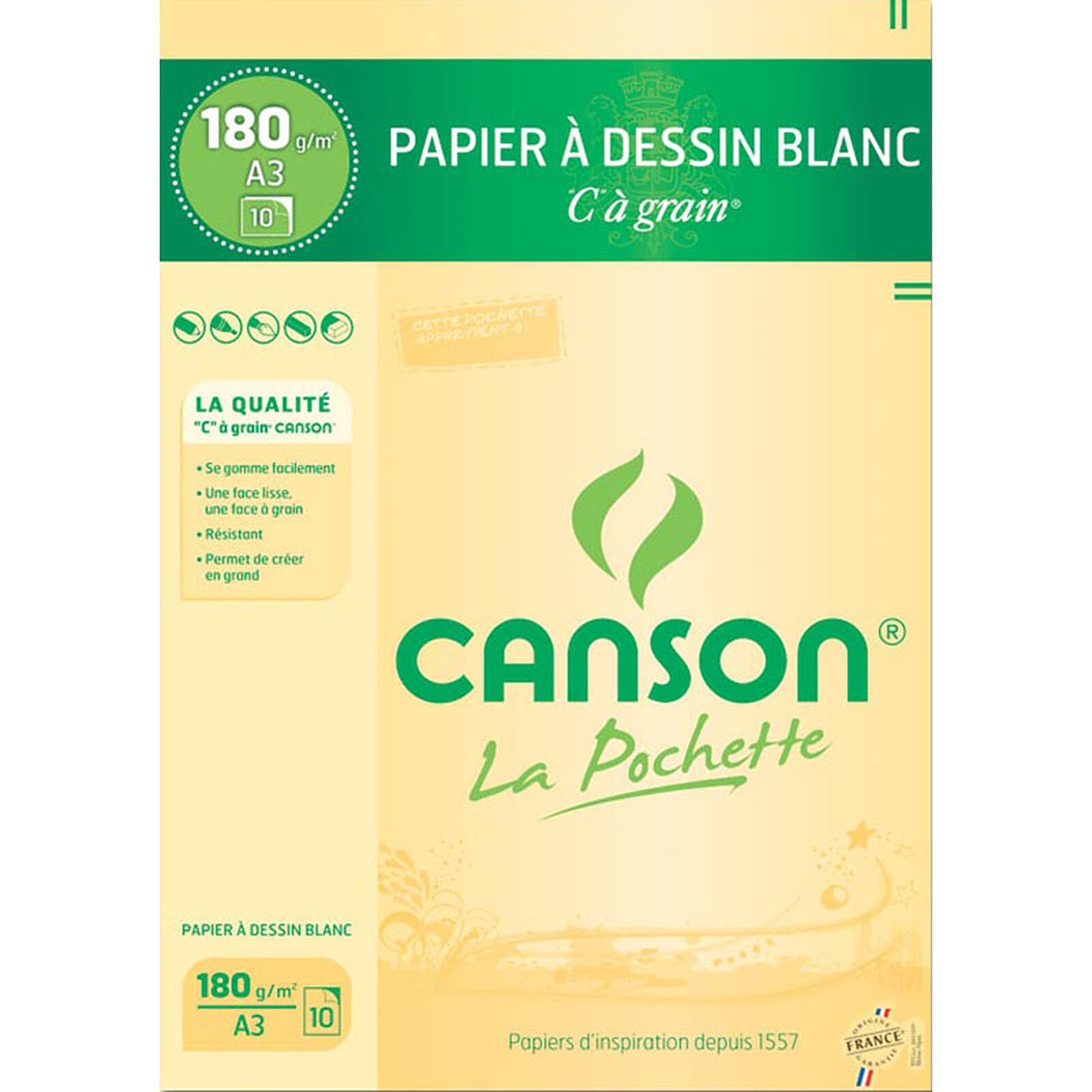 Canson Pochette Papier dessin Blanc C à grain (A3) - Papier spécifique -  LDLC