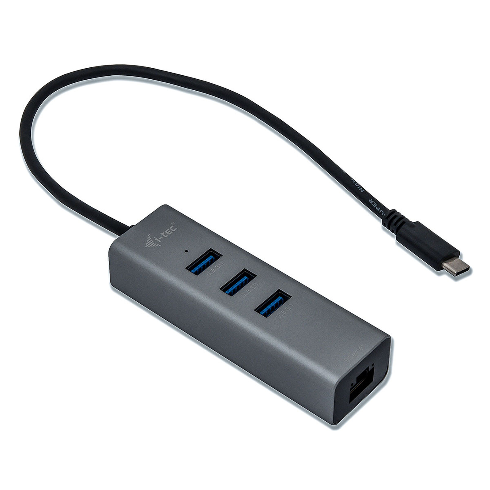 Adaptateur USB-C (m) vers RJ45 (f) Ethernet pour ordinateur portable ou PC  de bureau + 3 ports USB-A