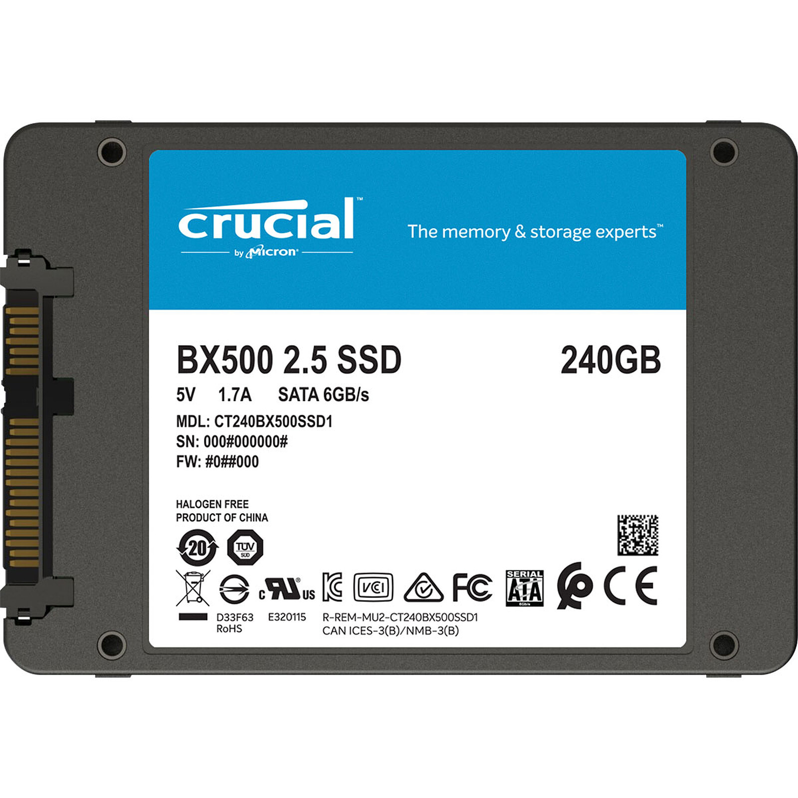 SSD Crucial BX500 240 Go mémoire flash 3D NAND