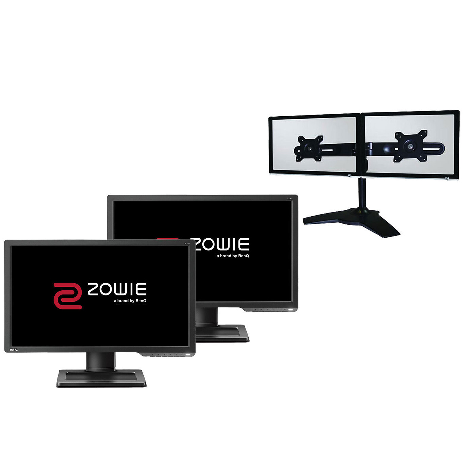  Soporte de montaje para monitor LCD doble soporte de escritorio  de 17 a 27 pulgadas para monitor de pie y abajo, brazo de montaje para  monitor de pantalla dual con VESA