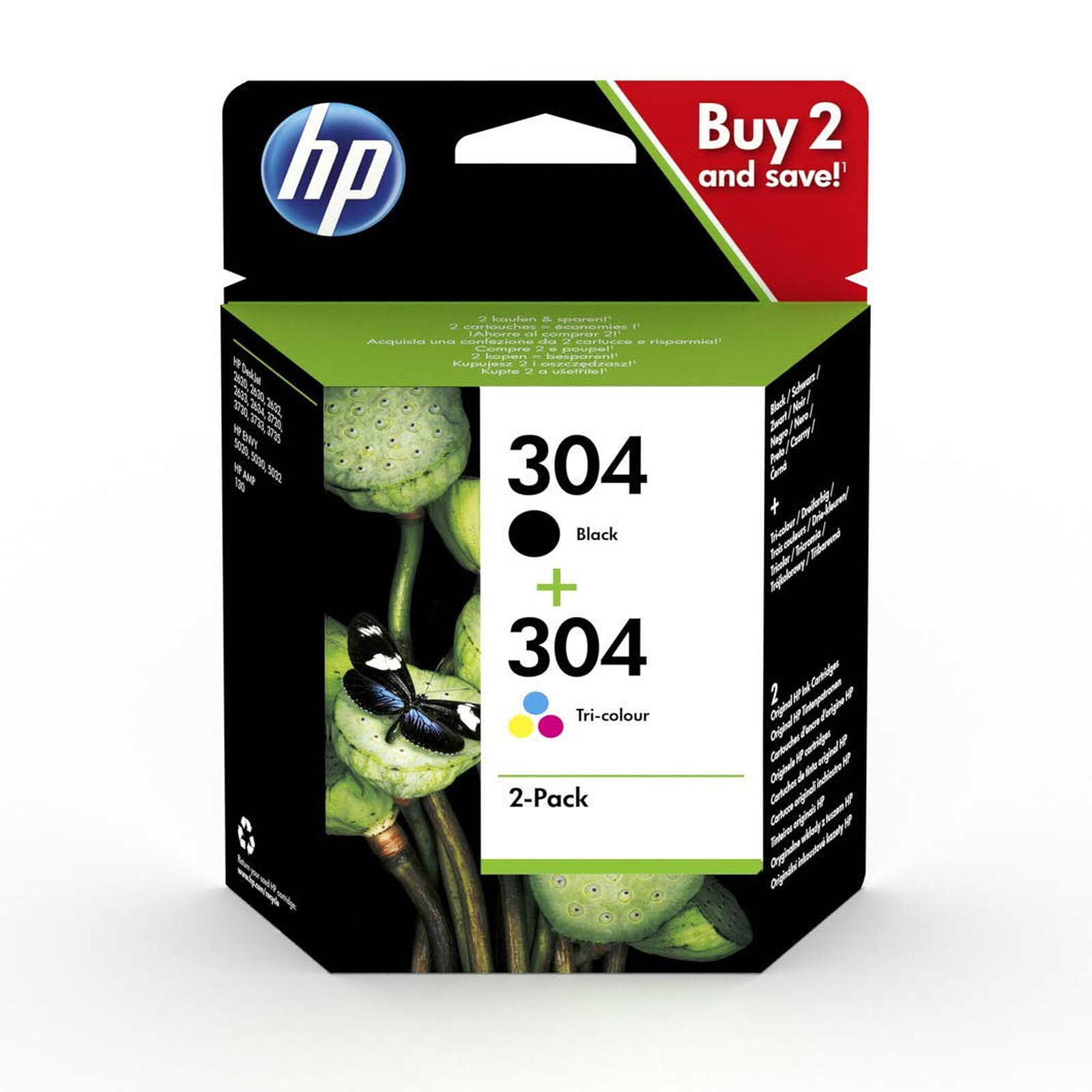 HP 304 Pack de 2 (3JB05AE) - Noir/3 Couleurs - Cartouche imprimante - LDLC