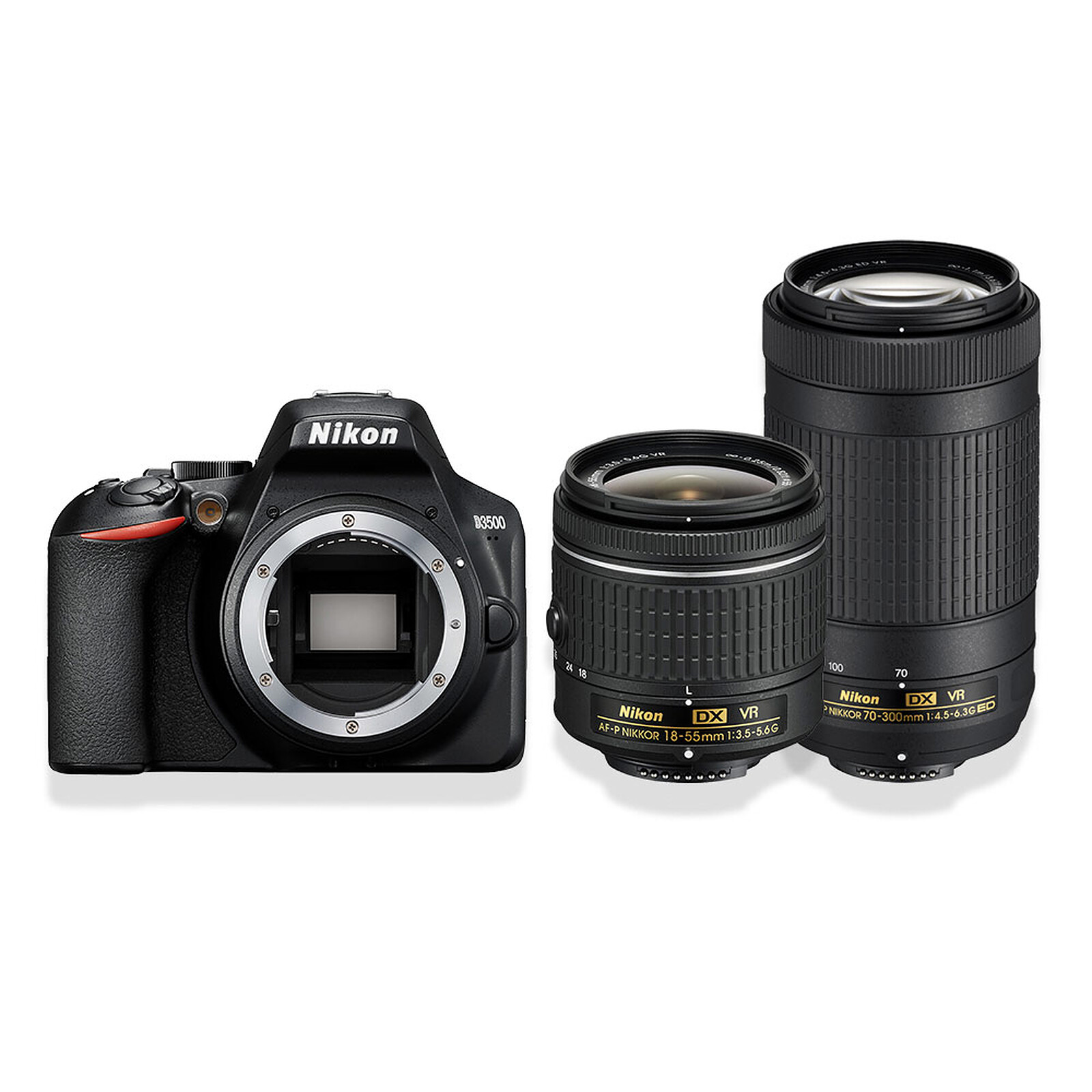 Nikon D3500 24.2MP DX Format DX Appareil Photo Numérique Double Zoom Kit  avec Objectifs 18-55mm f/3.5-5.6 et 70-300mm f/4.5-6.3 (Import Japon)