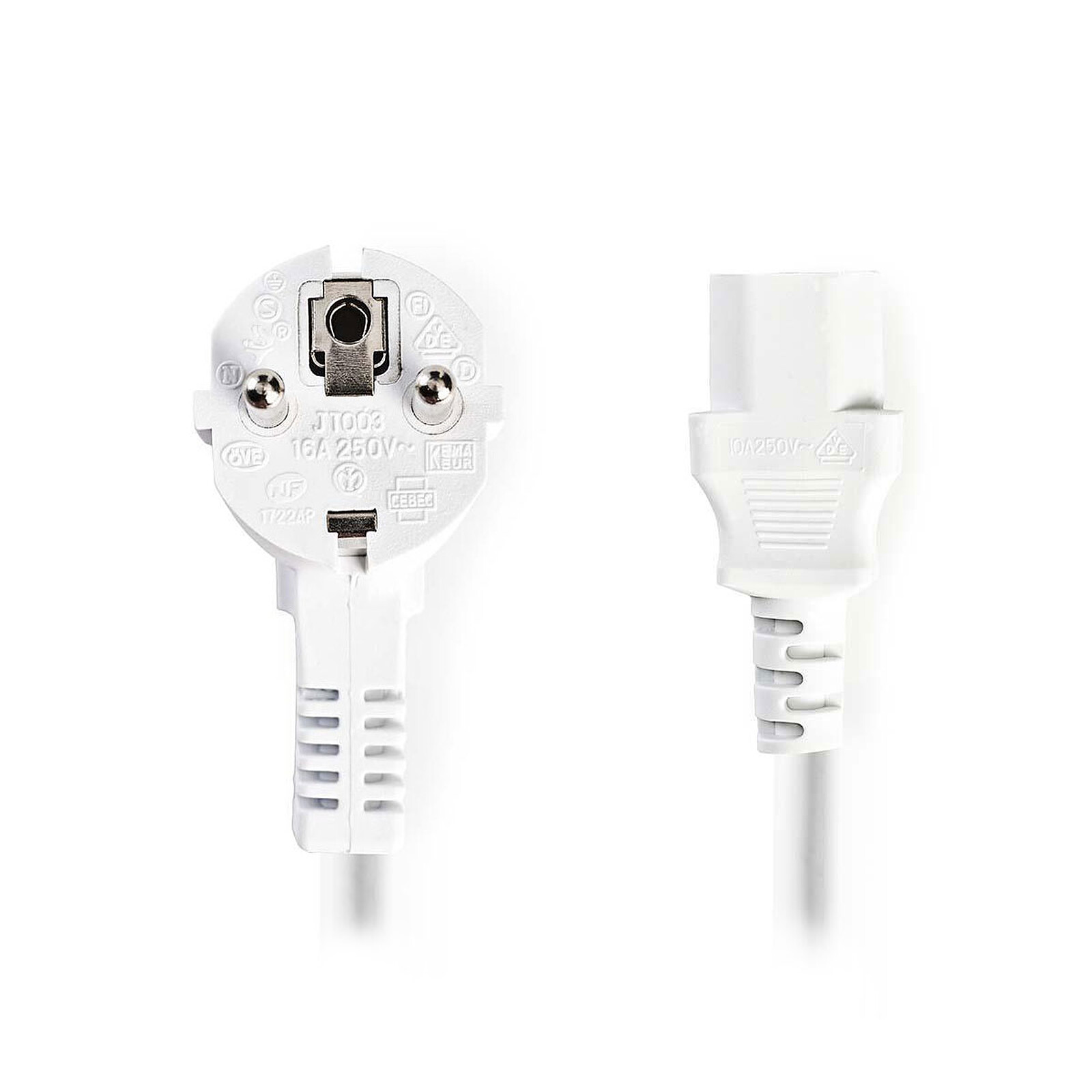 Nedis Câble d'alimentation pour PC, moniteur et onduleur blanc - 2 mètres -  Câble Secteur - Garantie 3 ans LDLC