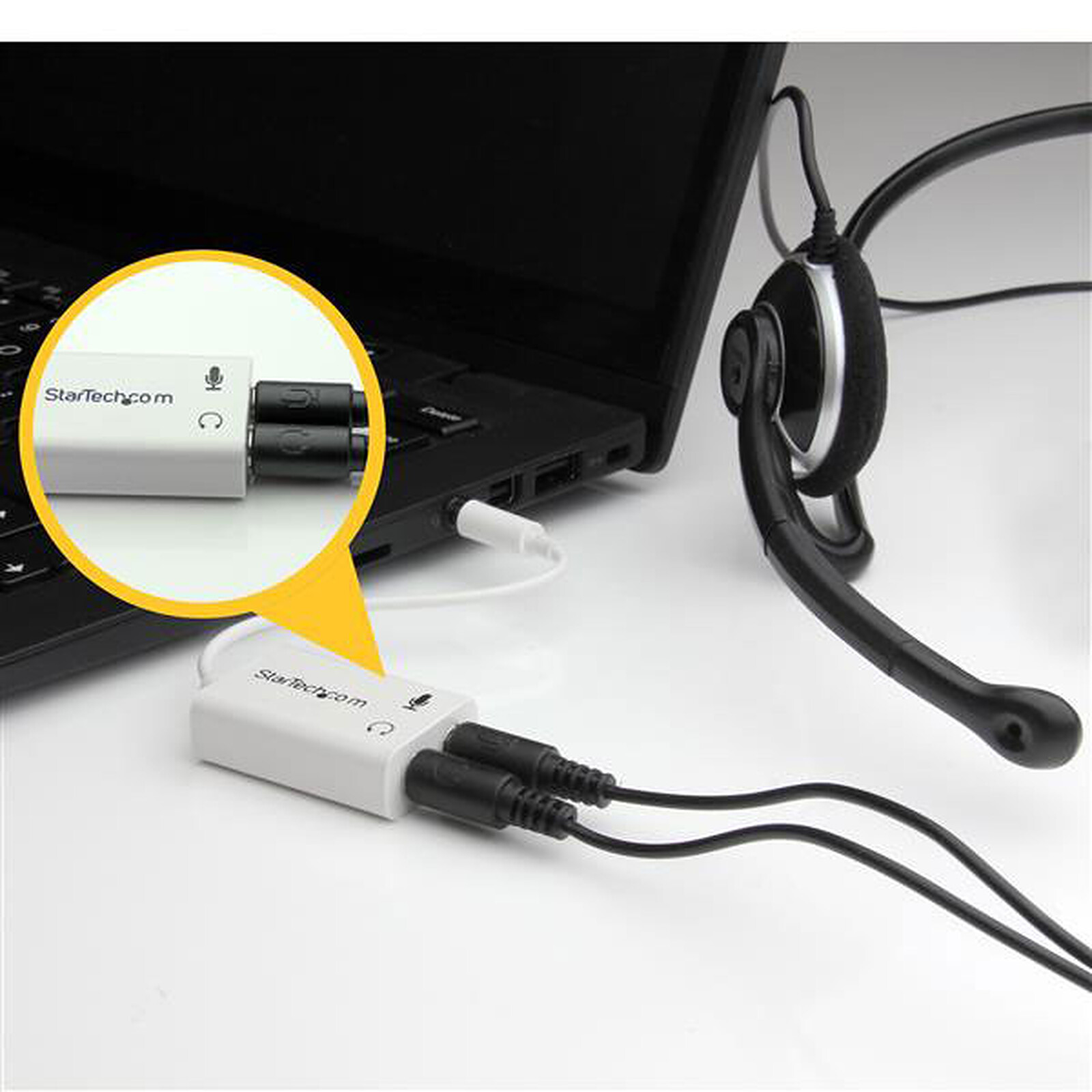 QLJ Noir Durable léger Plug & Play USB 2.0 à 3D pour Micro Haut-Parleur Casque Audio Adaptateur de Carte Son 5.1 canaux pour Ordinateur Portable PC Noir