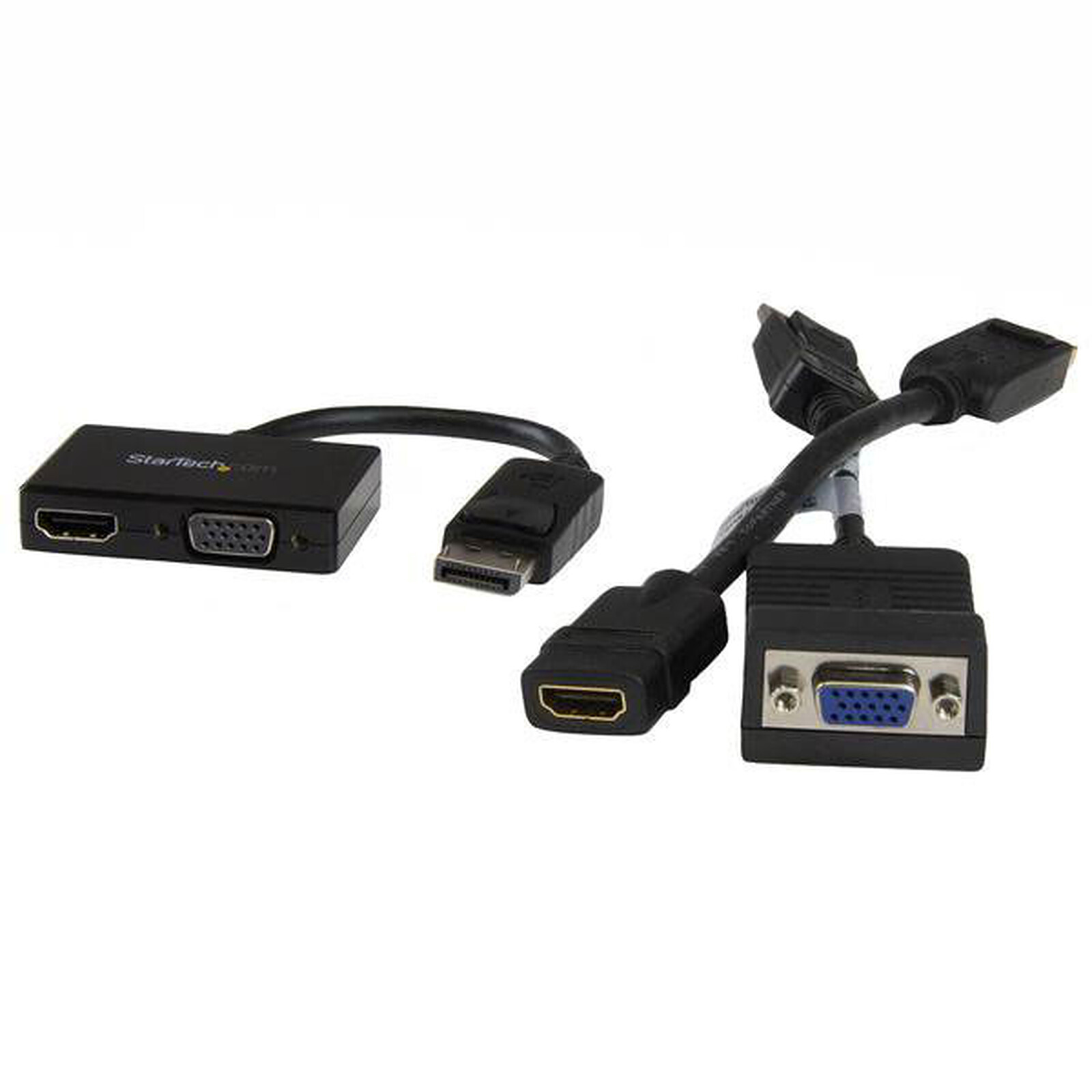 StarTech.com Adaptateur DisplayPort vers HDMI VGA - Dongle Convertisseur  Numérique Multiport Actif Vidéo d'Écran DP 1.2 Mâle vers HDMI 2.0 4K 60 Hz  VGA Femelle pour PC/CG sur