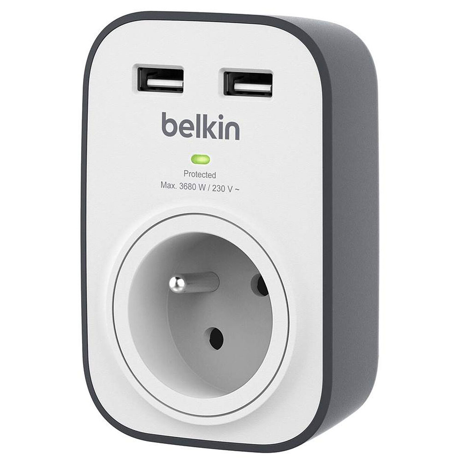Belkin Prise parafoudre SurgeCube + 2 ports USB pour charge 2,4 A - Prise  parafoudre - Garantie 3 ans LDLC