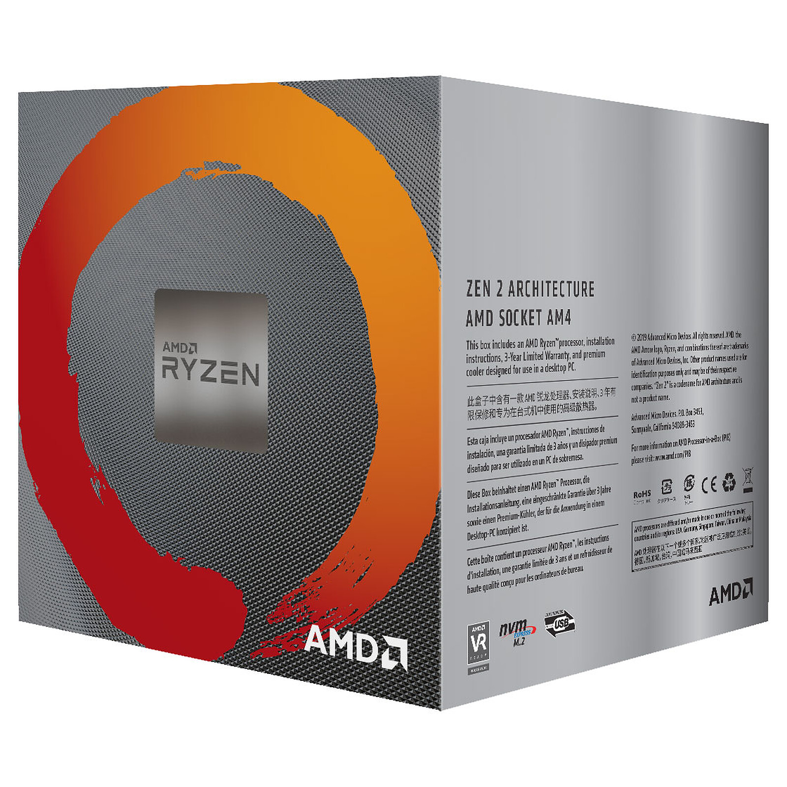 AMD Ryzen 5 3600 Wraith Stealth (3.6 GHz / 4.2 GHz) Boîte