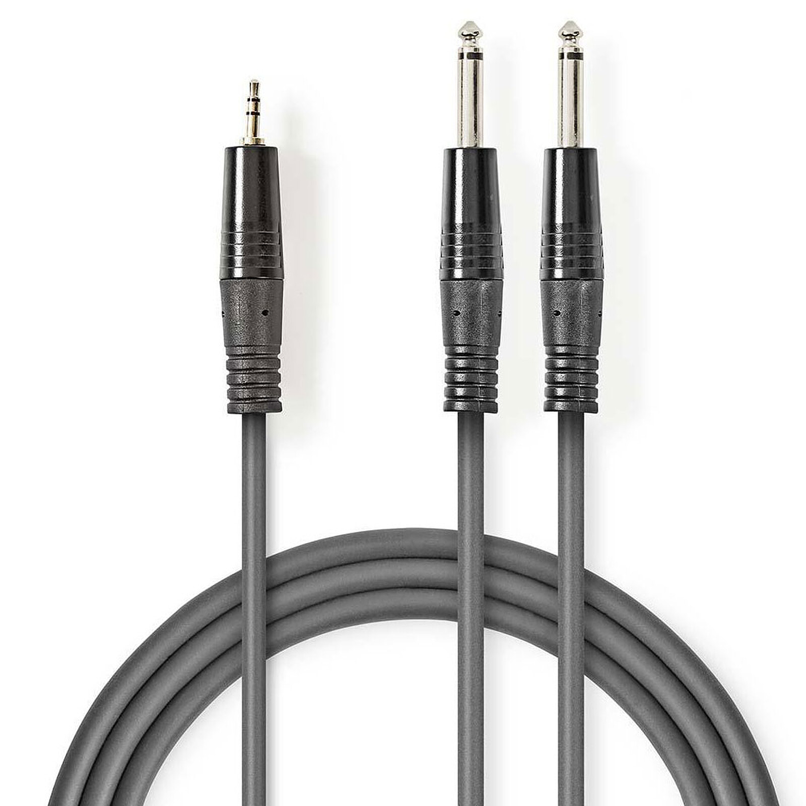 Nedis Câble Audio Stéréo 2xJack 6.5 mm mâles vers Jack 3.5 mm mâle - 5m -  Adaptateur audio - Garantie 3 ans LDLC
