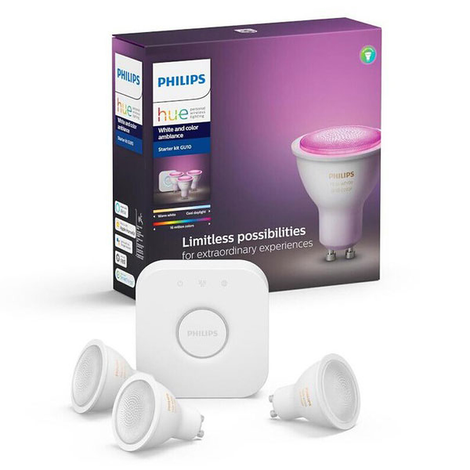 Kit de inicio Philips Hue White and Color Ambiance E27 A60 8 W Bluetooth x  2 - Bombillas inteligentes - LDLC