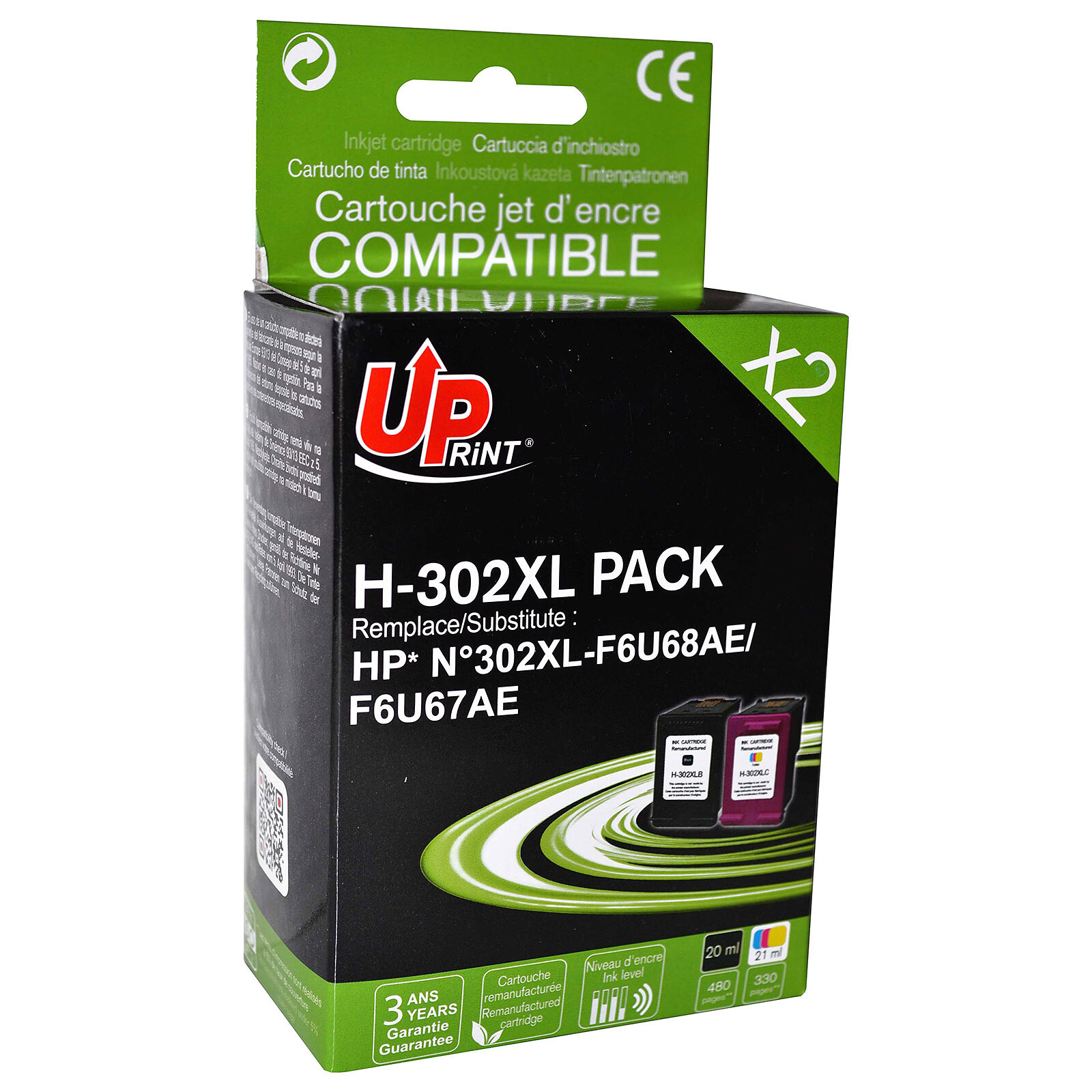 COMETE 302XL 2 Cartouches d'Encre Compatibles avec HP 302 XL 302XL