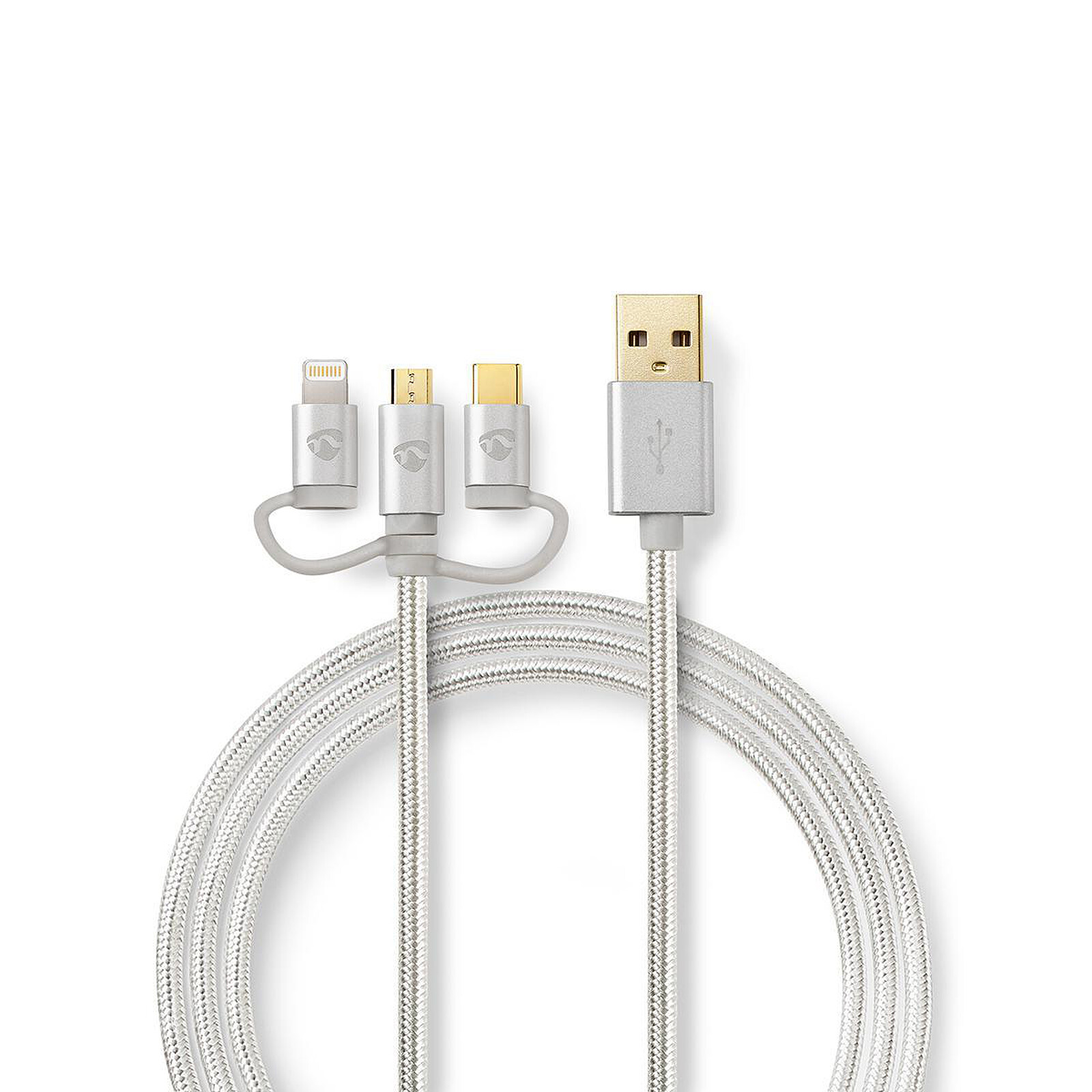 Cavo USB intrecciato in nylon 3 in 1: USB-C, Micro-USB, Lightning